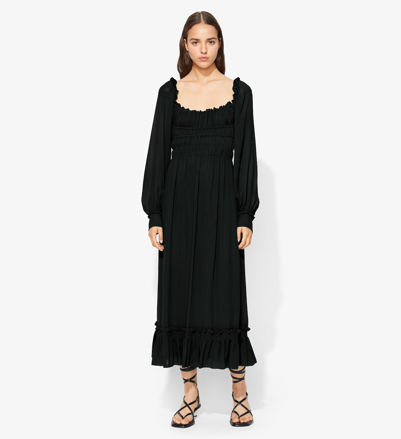 Crepe Chiffon Square Neck Dress