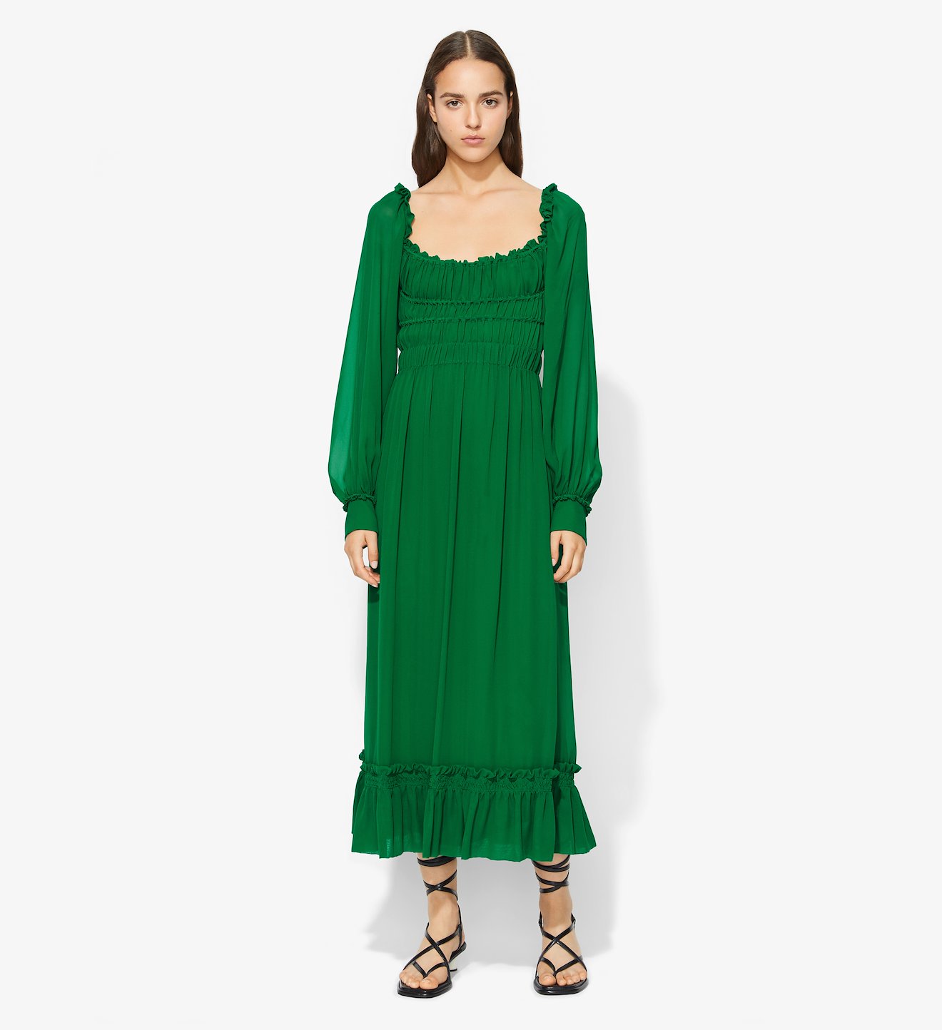 Crepe Chiffon Square Neck Dress