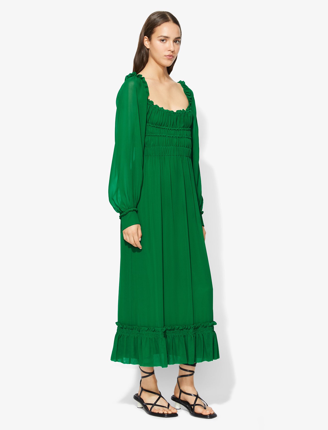 Crepe Chiffon Square Neck Dress #1