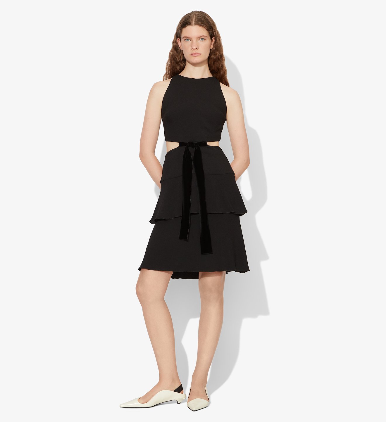 Crepe Cut Out Tie Dress