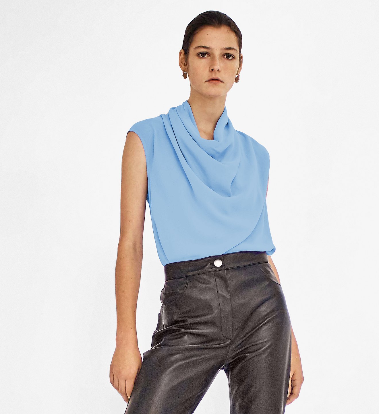 Crepe Georgette Cowl Neck Top