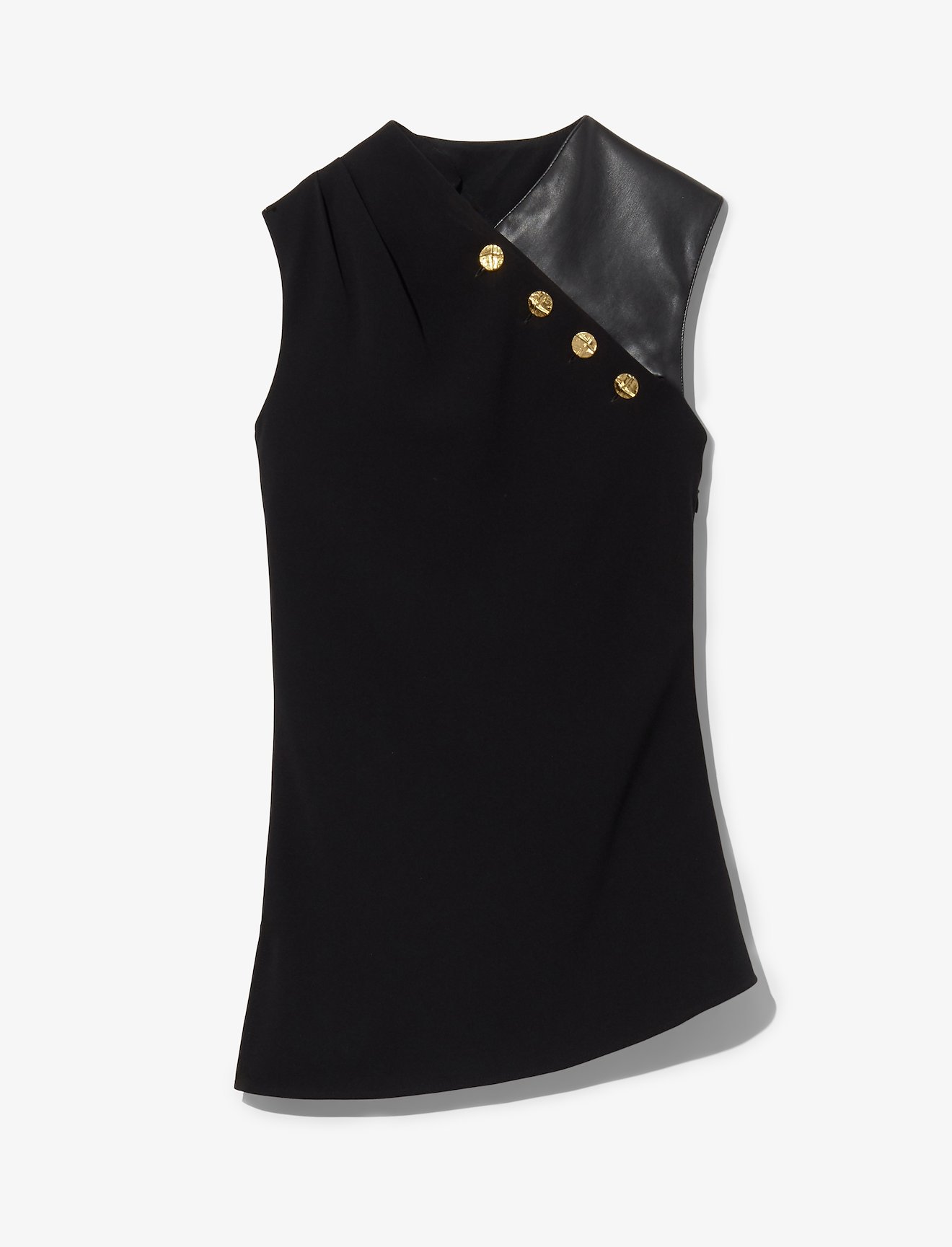 Crepe Leather Button Top #4