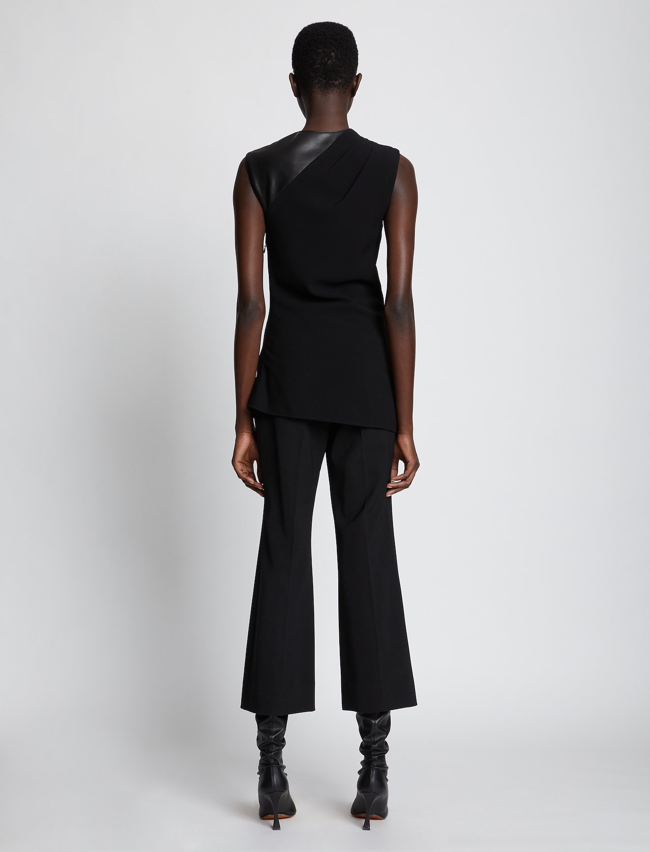 Crepe Leather Button Top #2