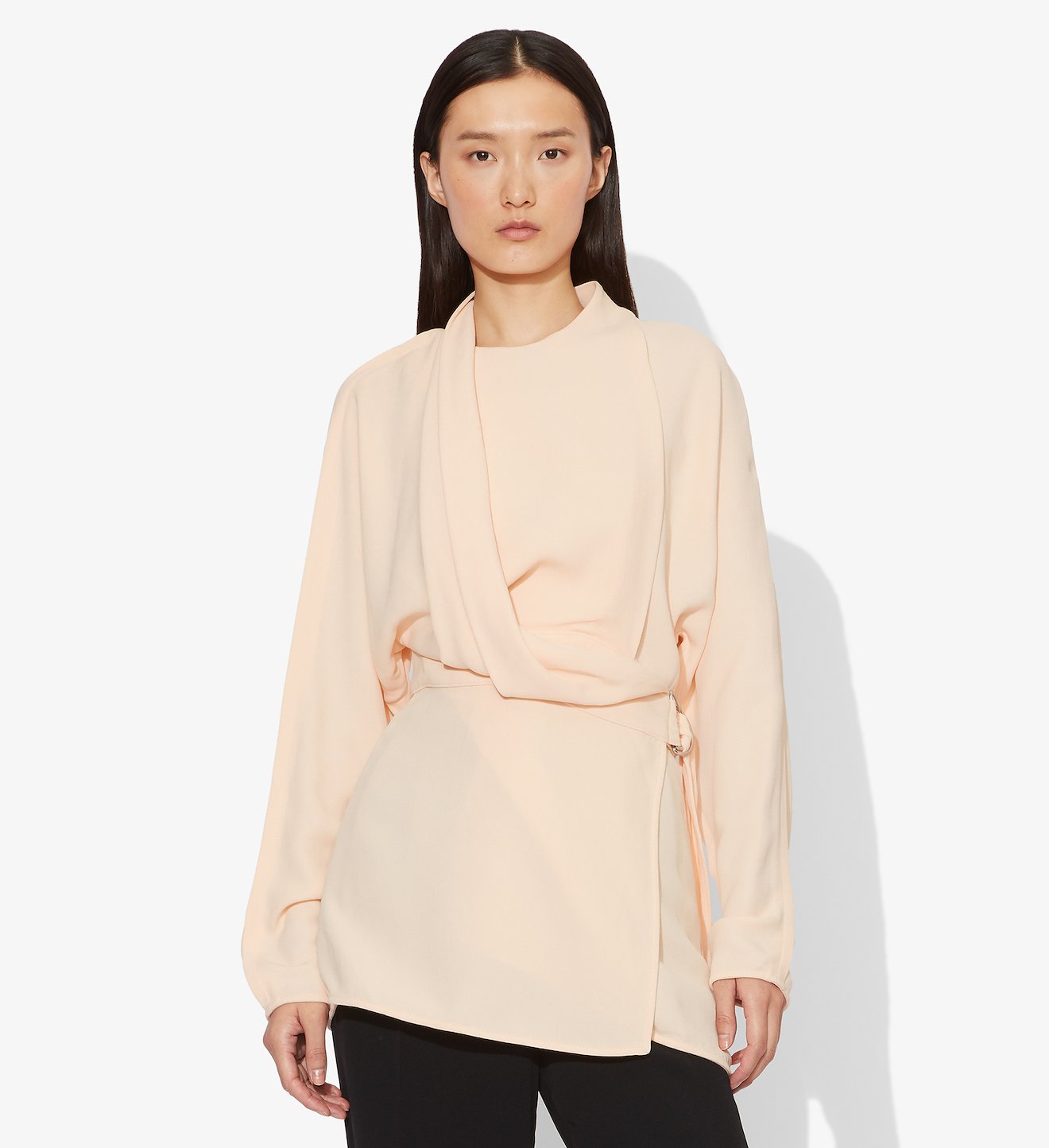 Crepe Long Sleeve Wrap Top