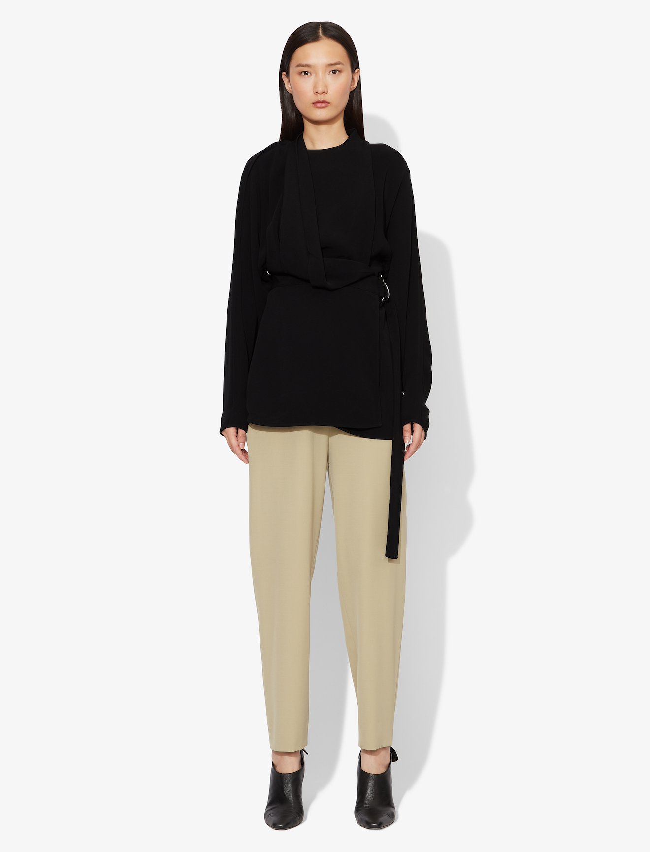 Crepe Long Sleeve Wrap Top #1
