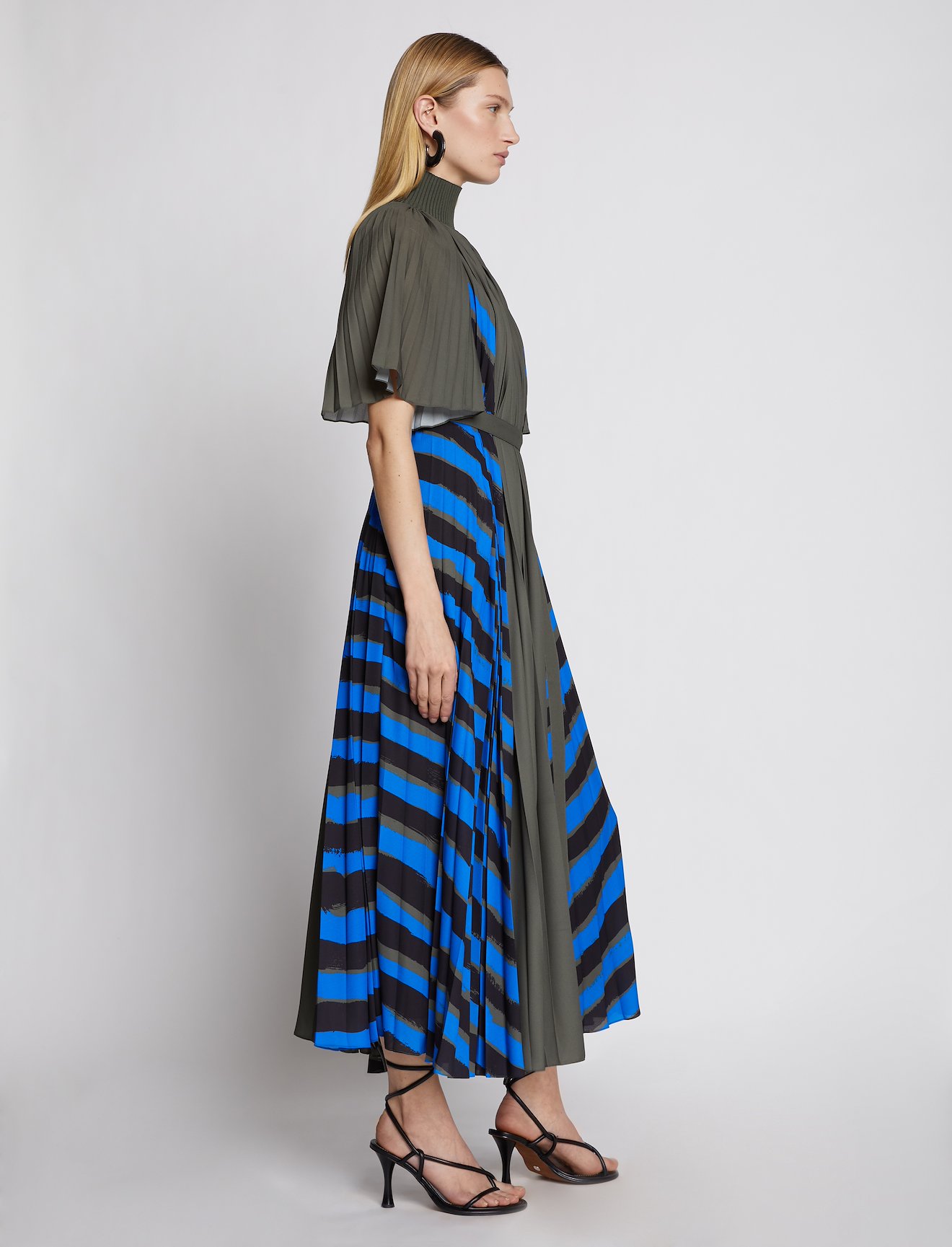 Crepe Pleated Stripe Dress #1