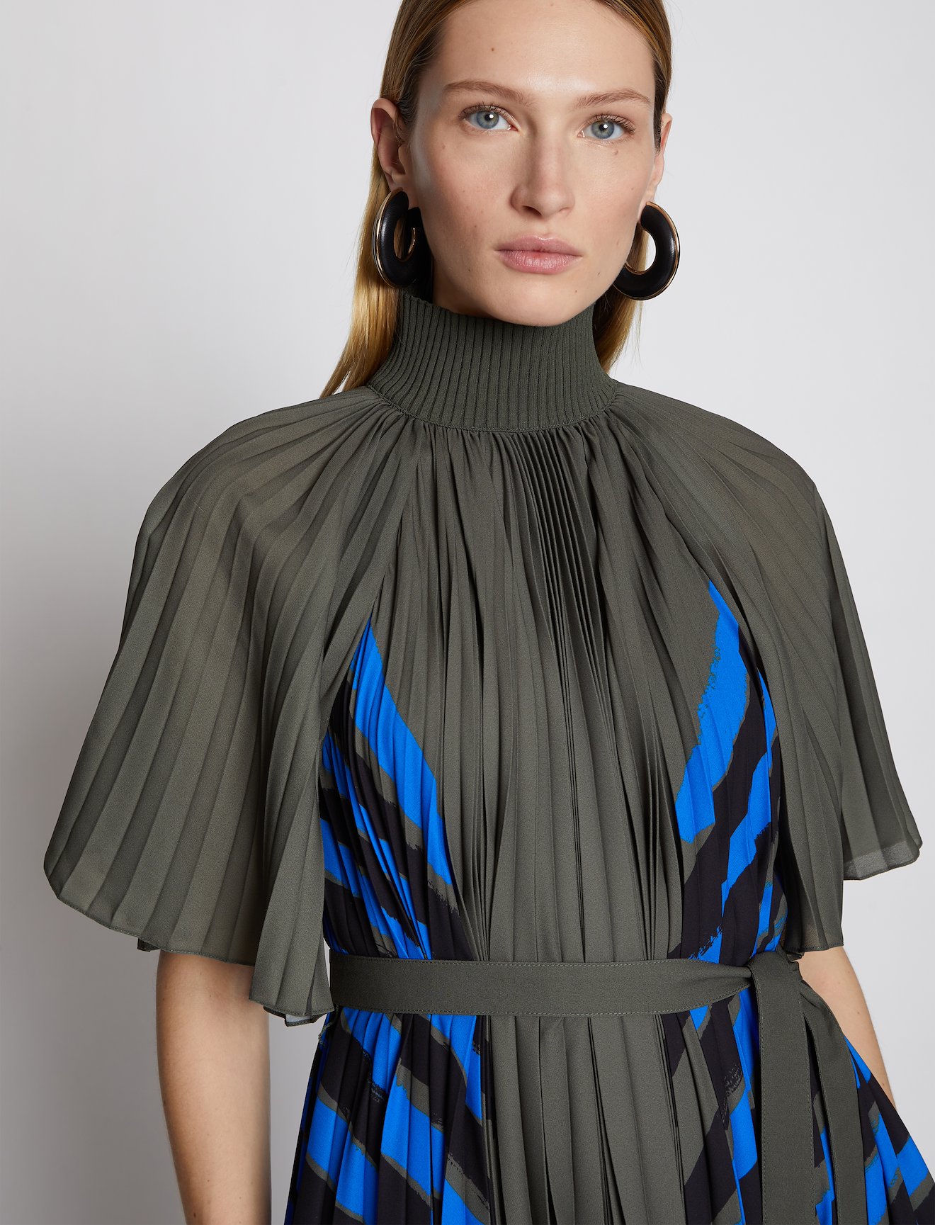 Crepe Pleated Stripe Dress #3