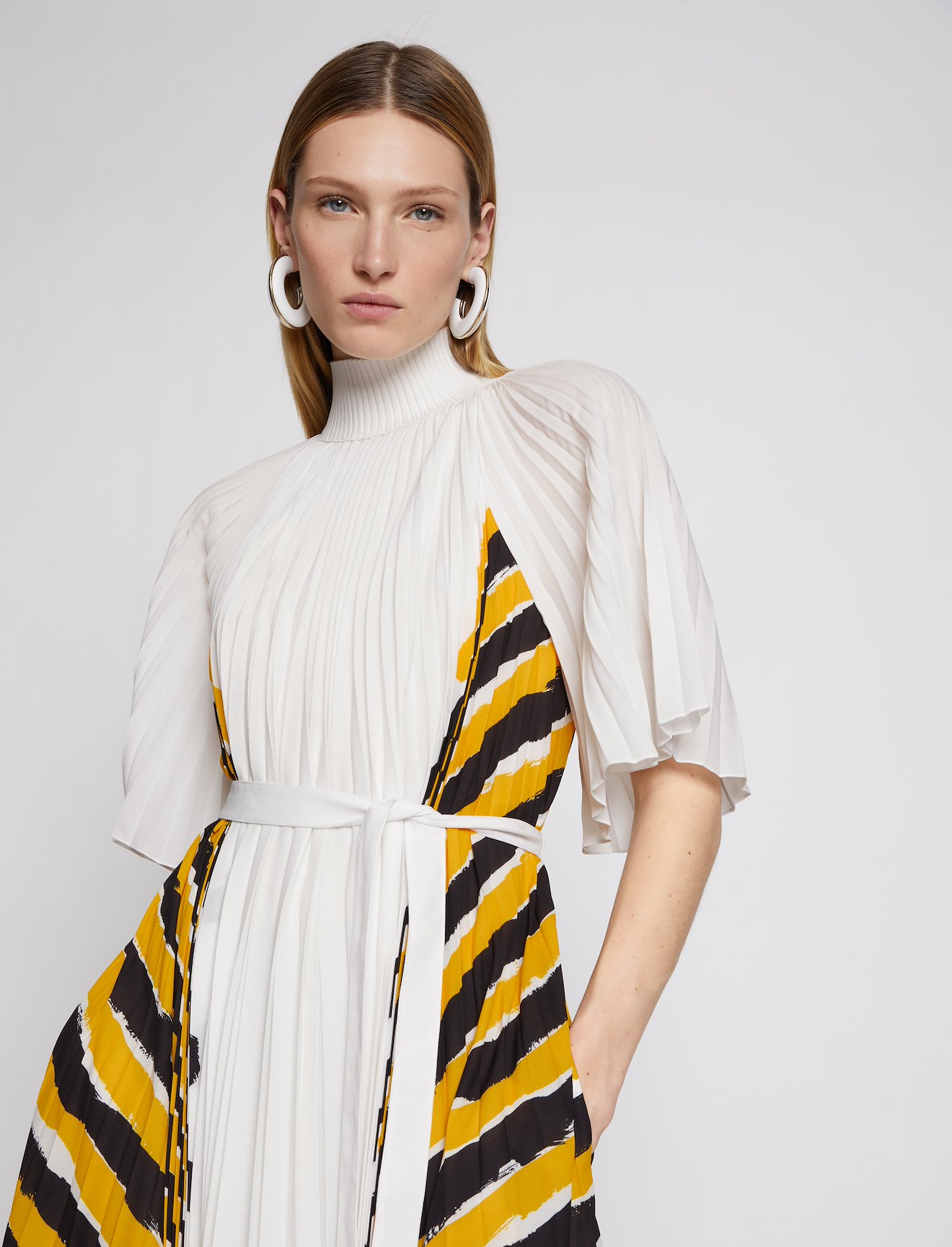 Crepe Pleated Stripe Dress #3
