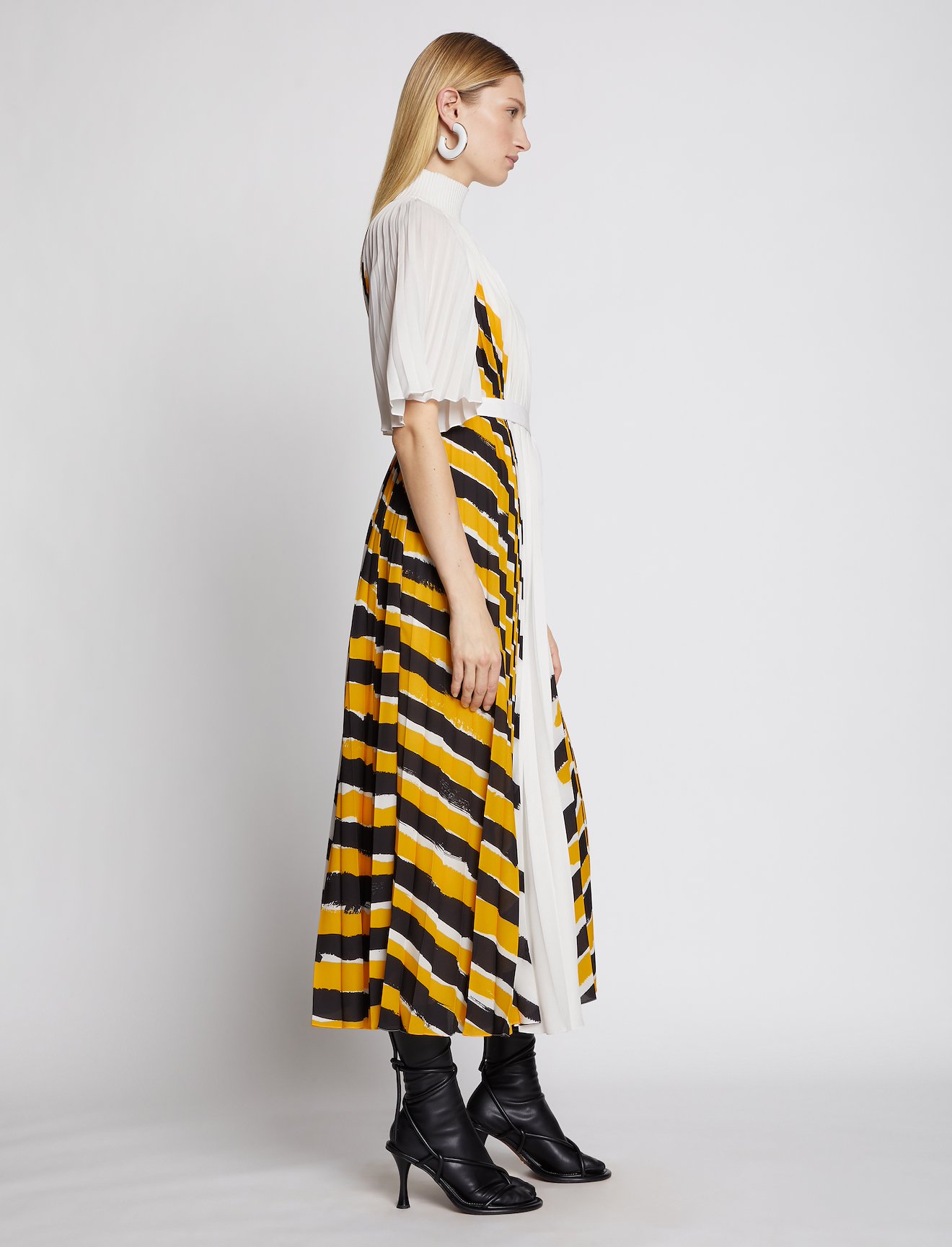 Crepe Pleated Stripe Dress #1