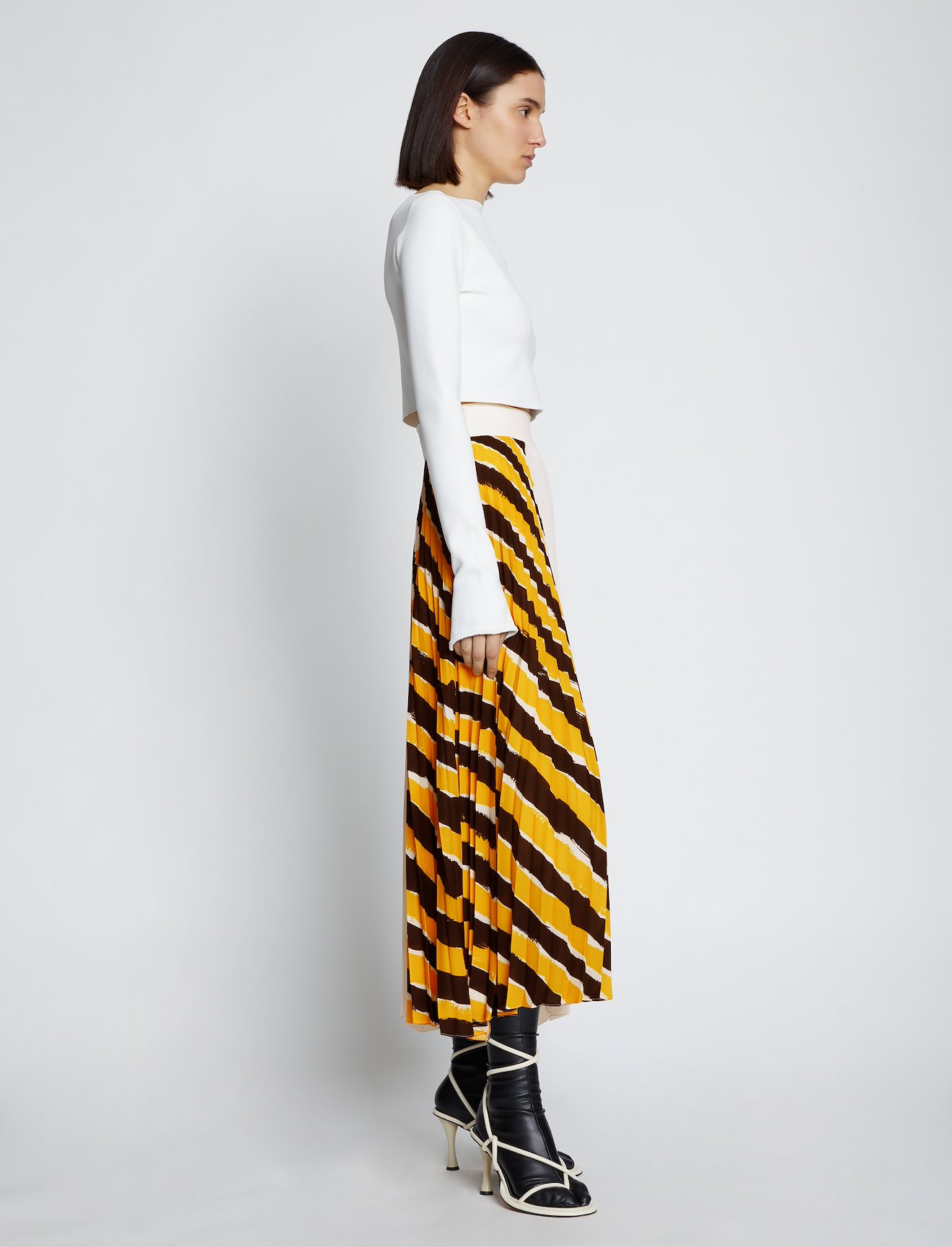 Crepe Pleated Stripe Skirt #1