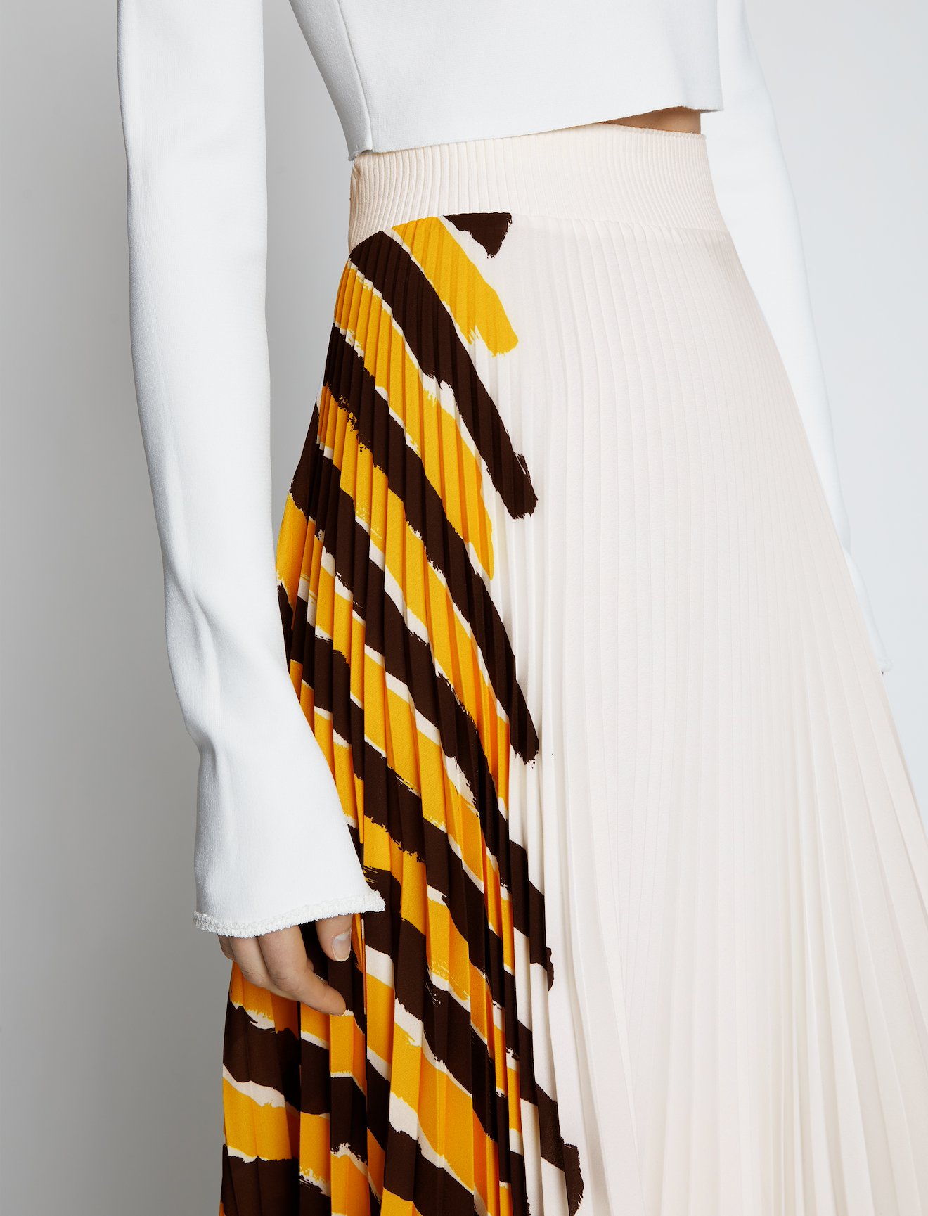 Crepe Pleated Stripe Skirt #3