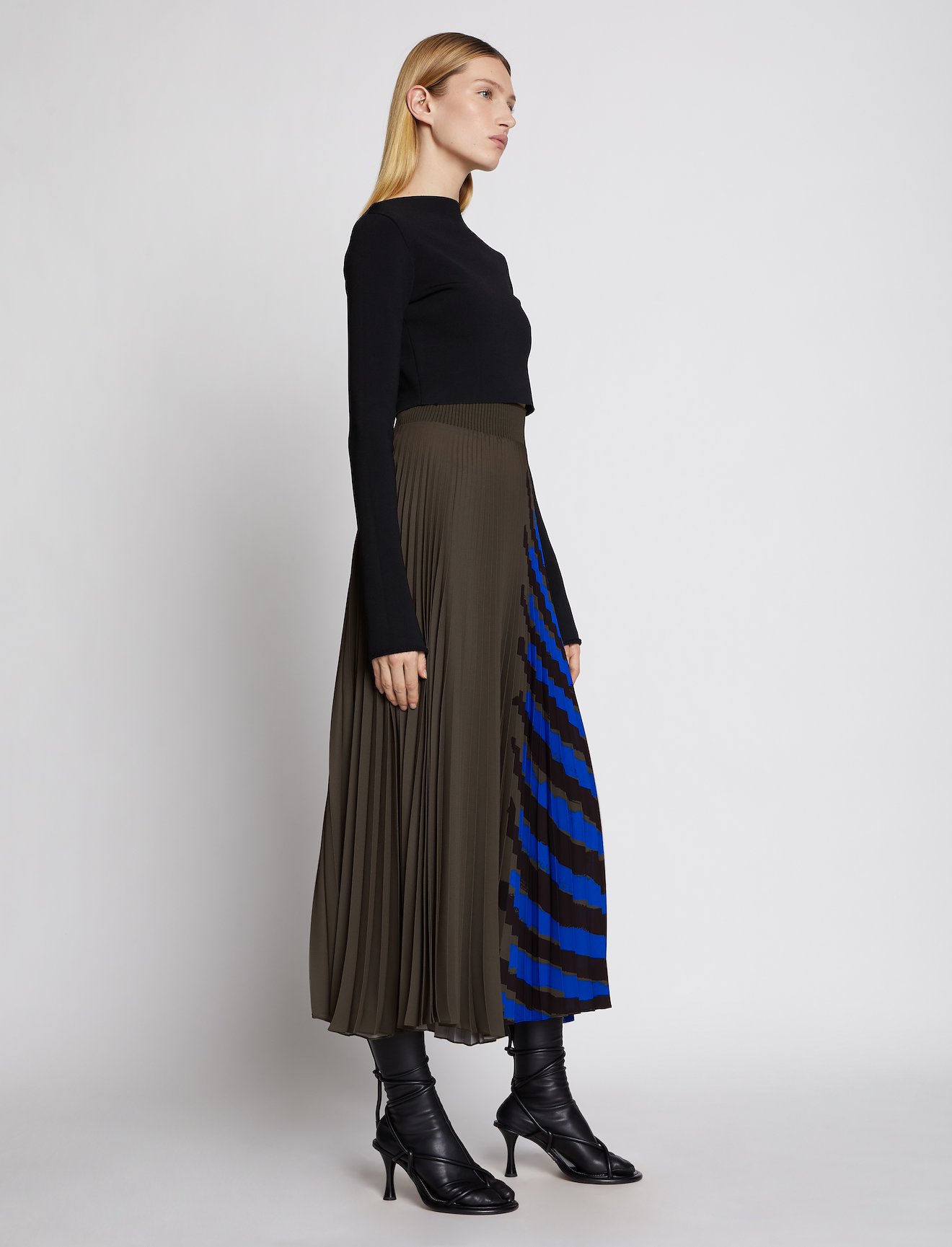 Crepe Pleated Stripe Skirt #1