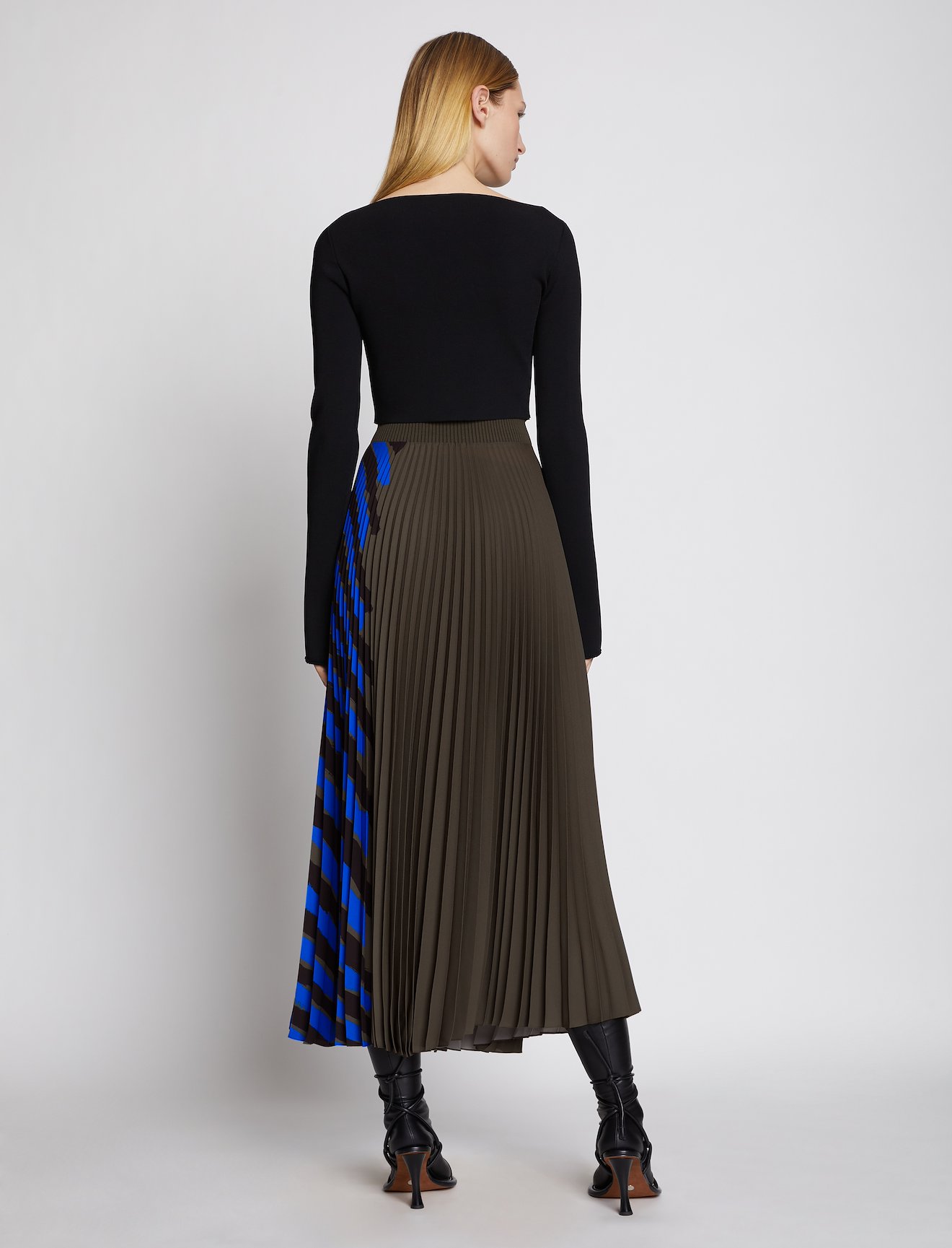 Crepe Pleated Stripe Skirt #2