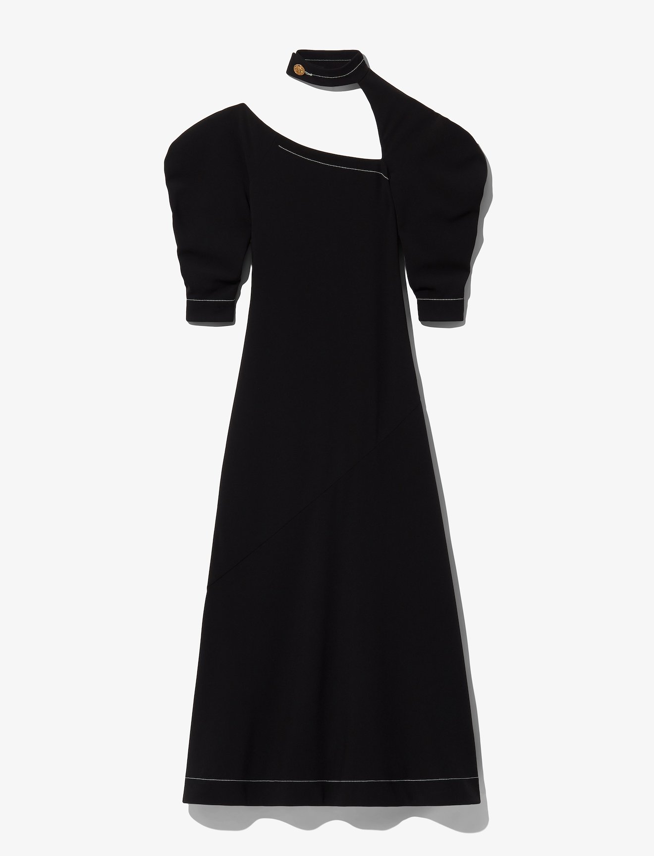 Crepe Puff Sleeve Cut Out Dress #4