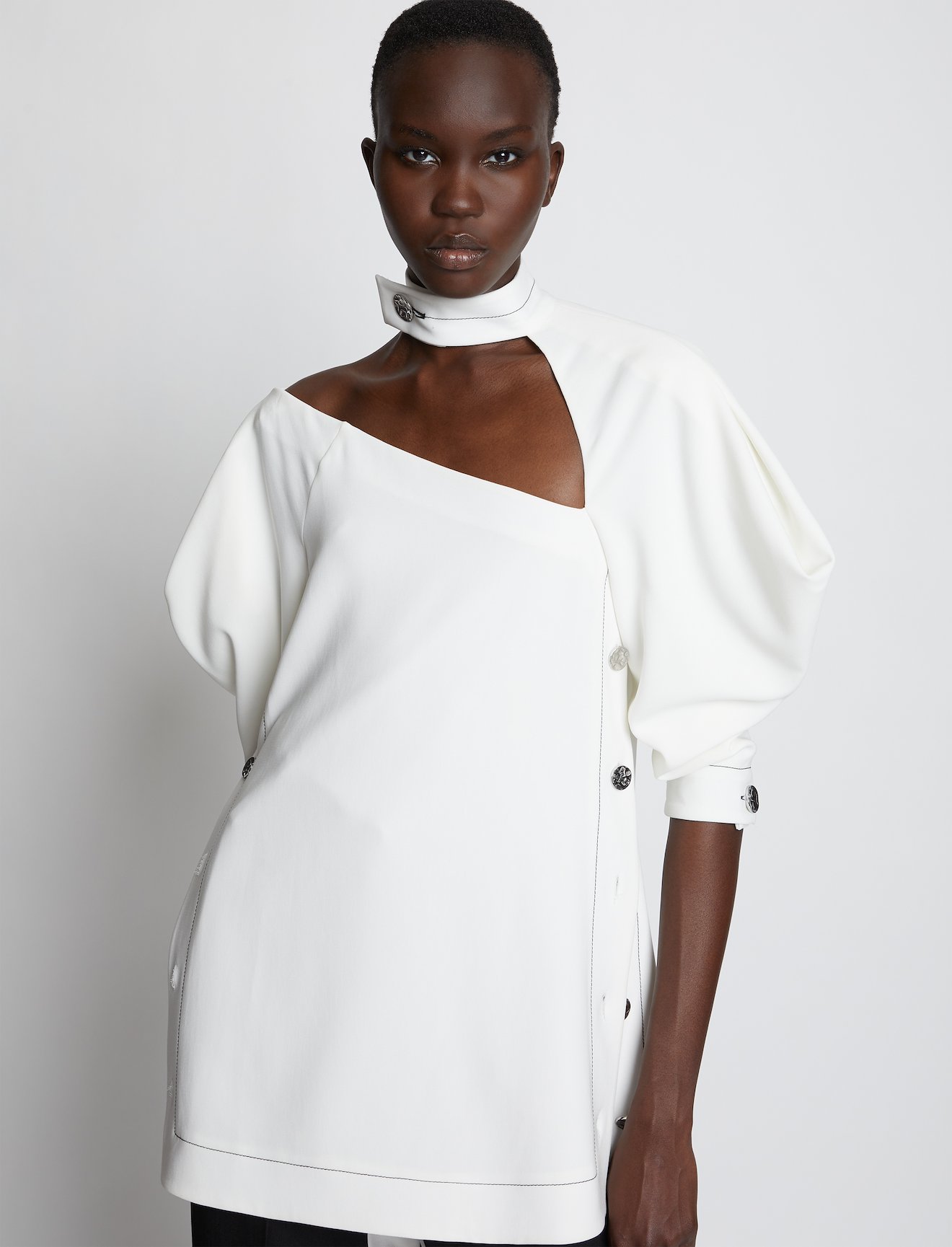 Crepe Puff Sleeve Cut Out Top #3