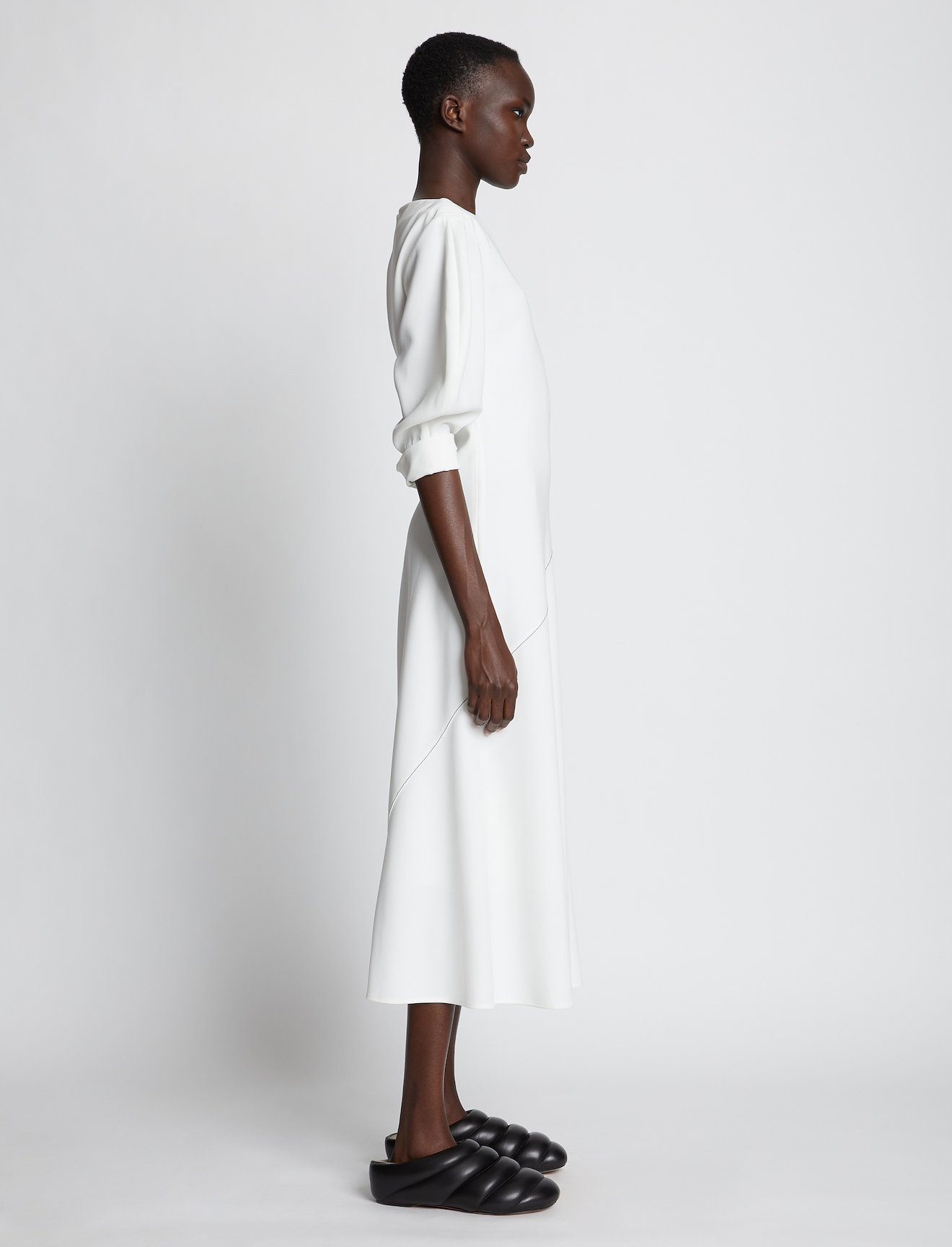 Crepe Puff Sleeve Dress #1