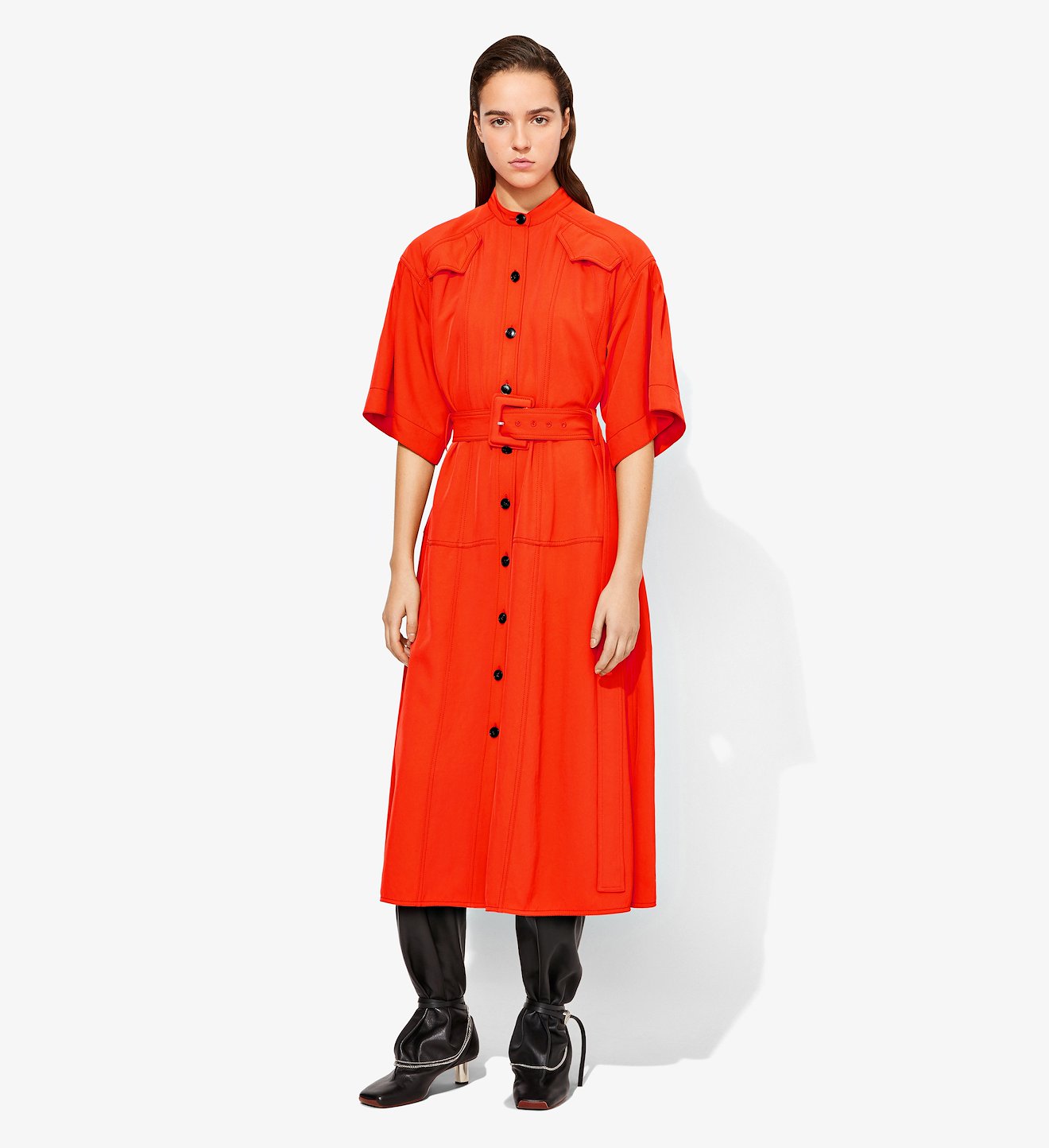 Crêpe Short Sleeve Shirt Dress