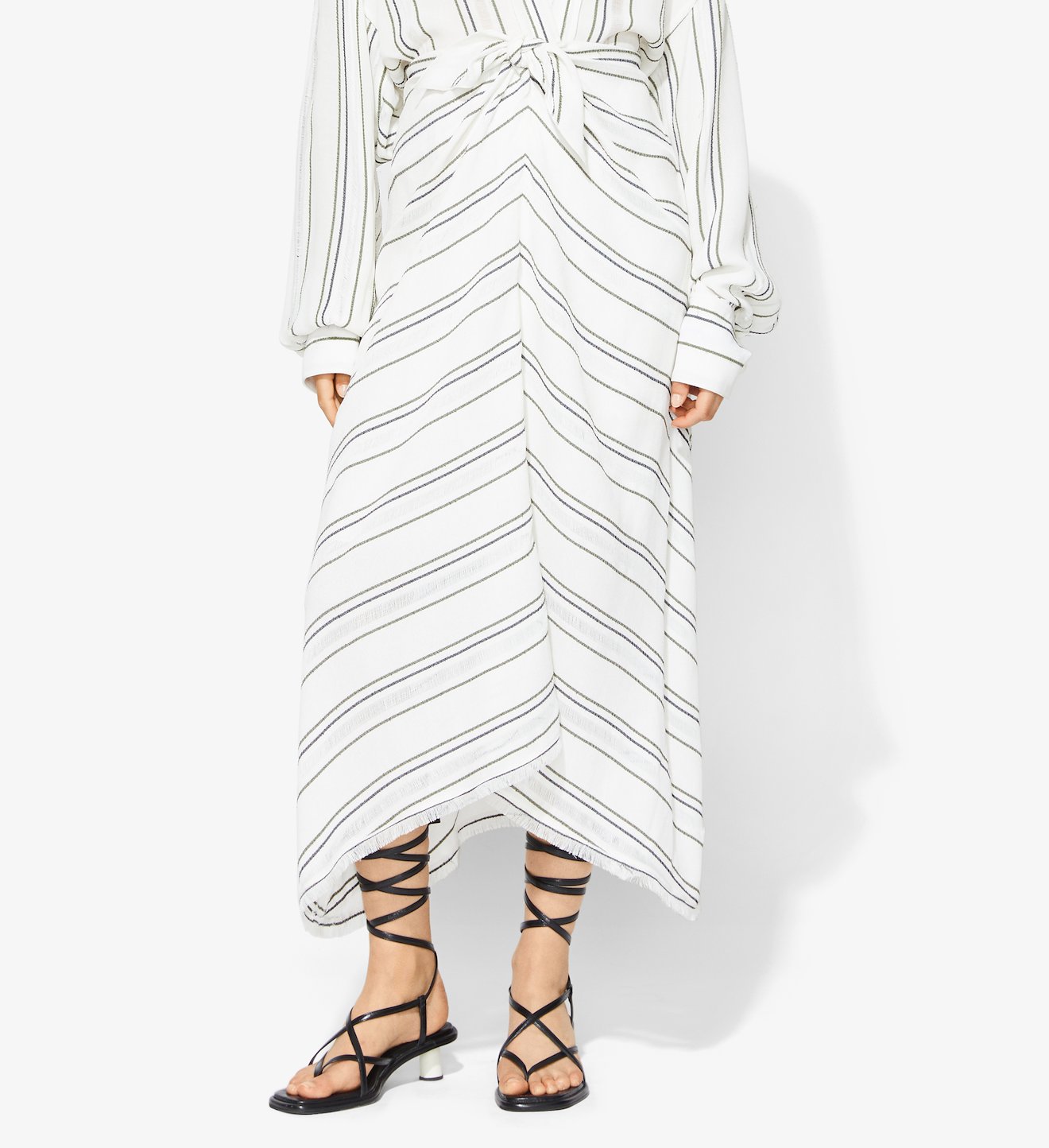 Crepe Stripe Tied Skirt