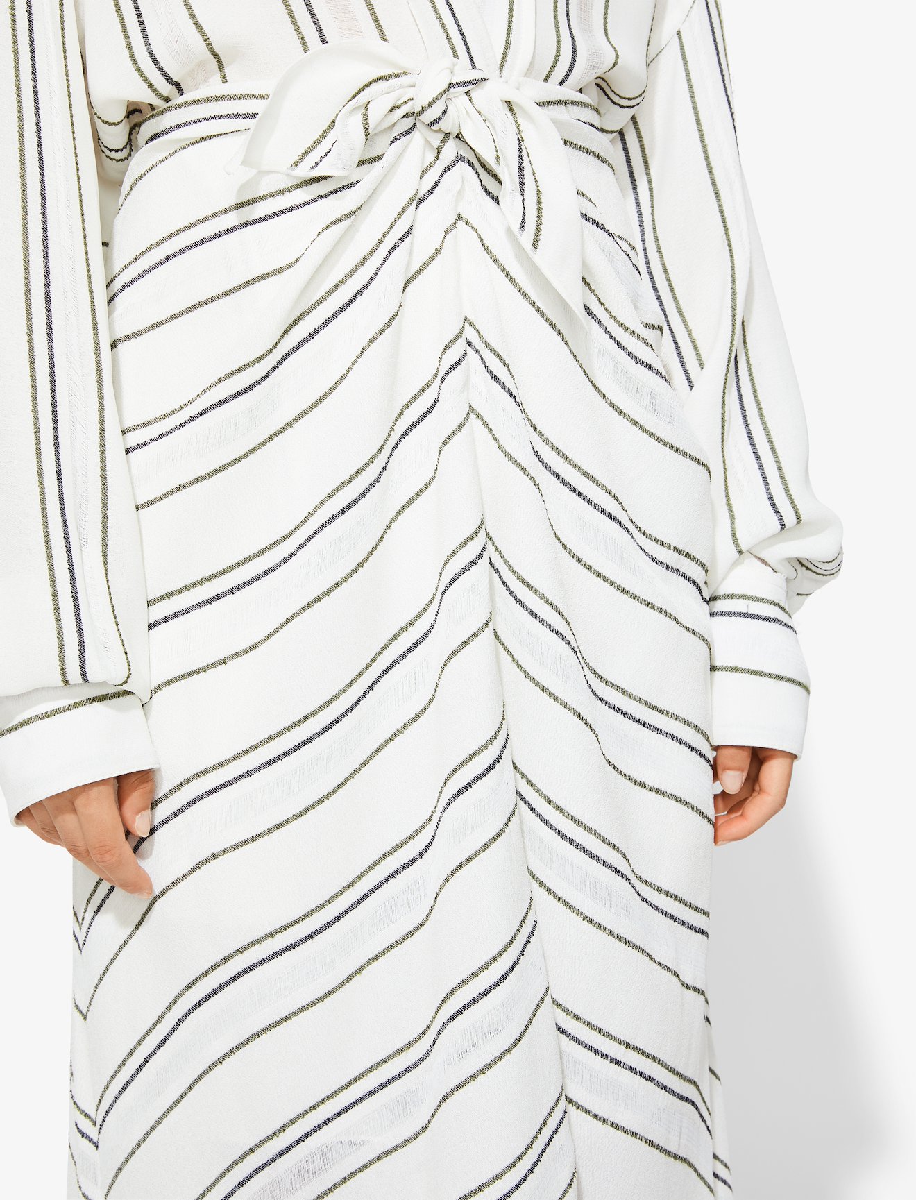 Crepe Stripe Tied Skirt #4