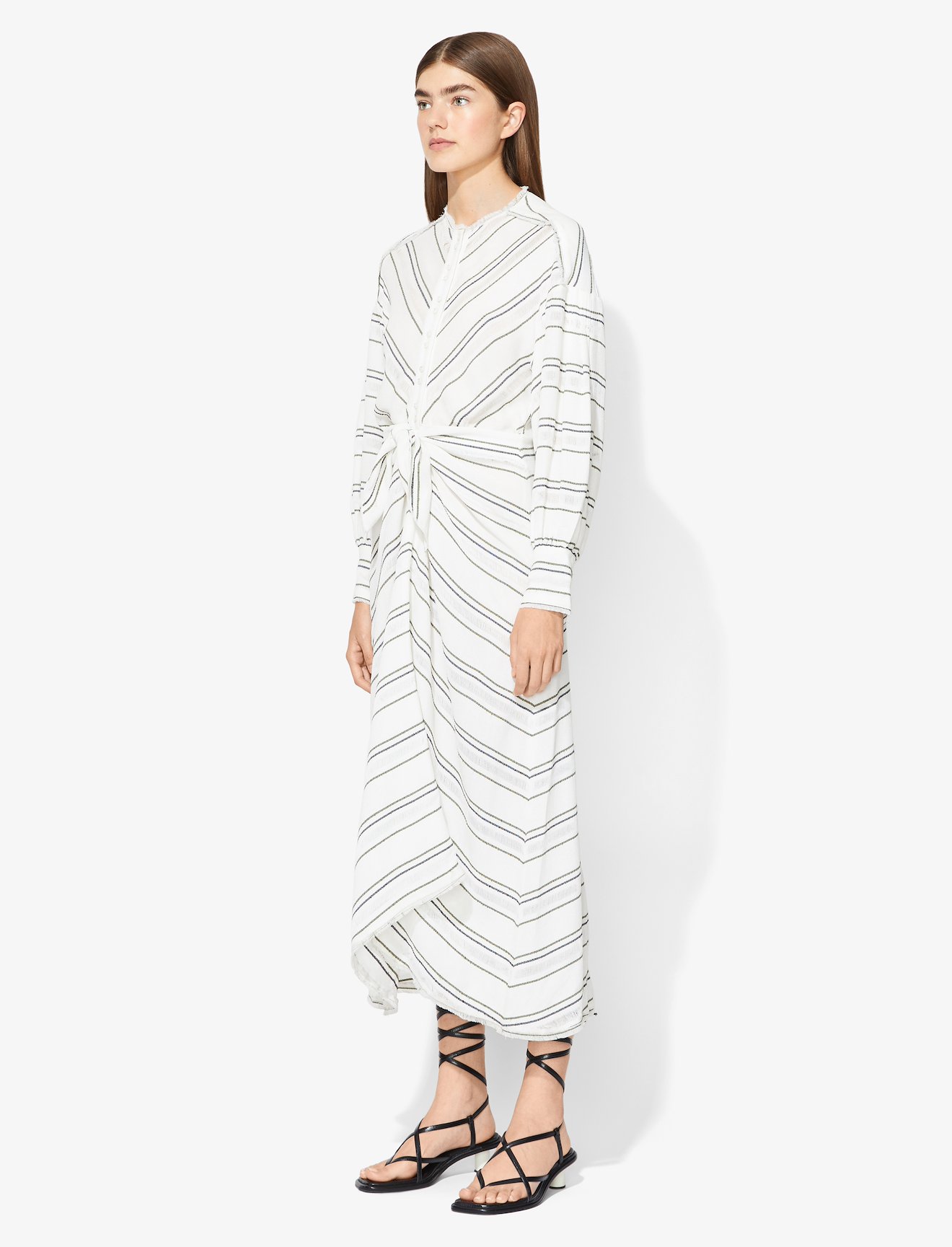 Crepe Striped Long Sleeve Dress #1