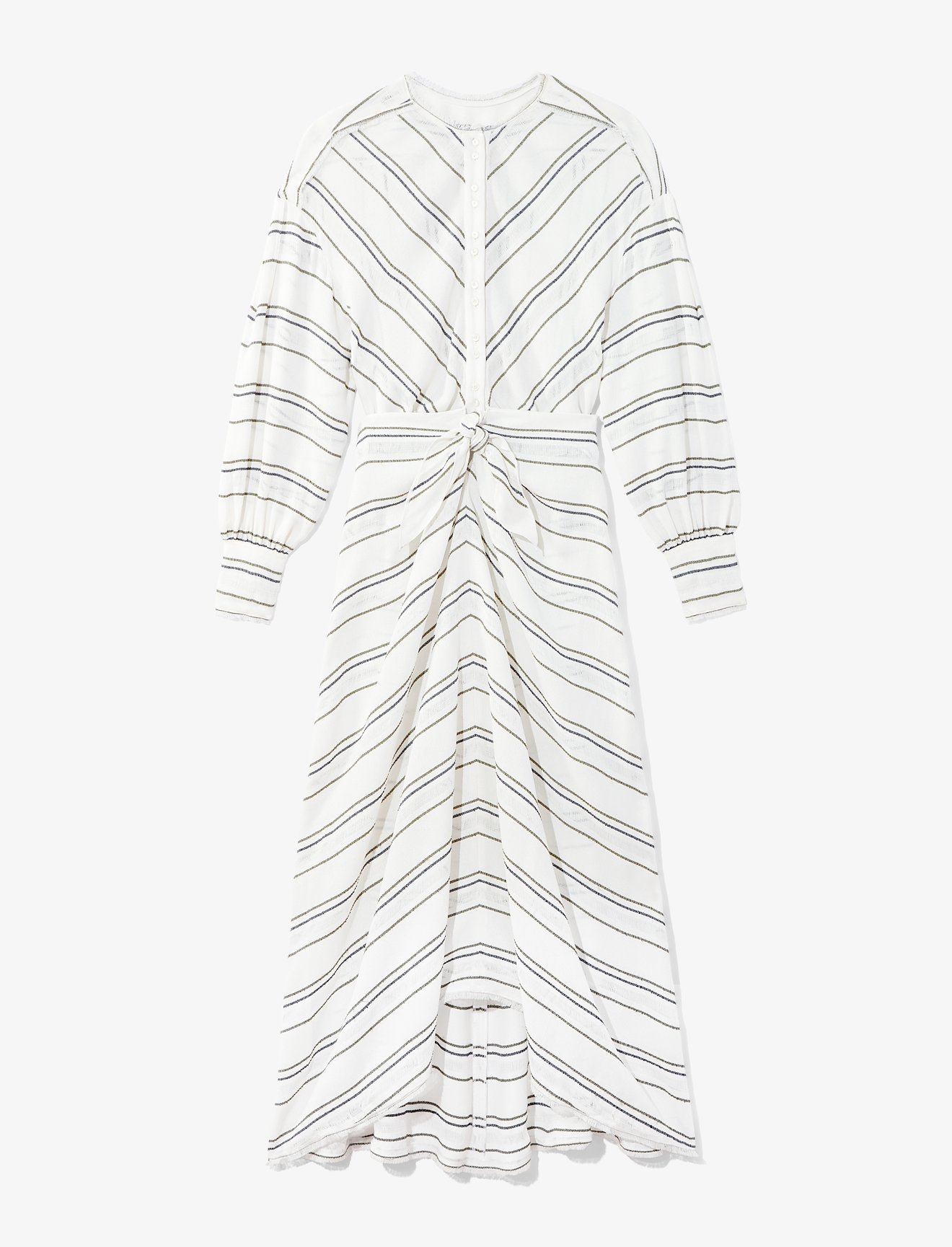 Crepe Striped Long Sleeve Dress #4