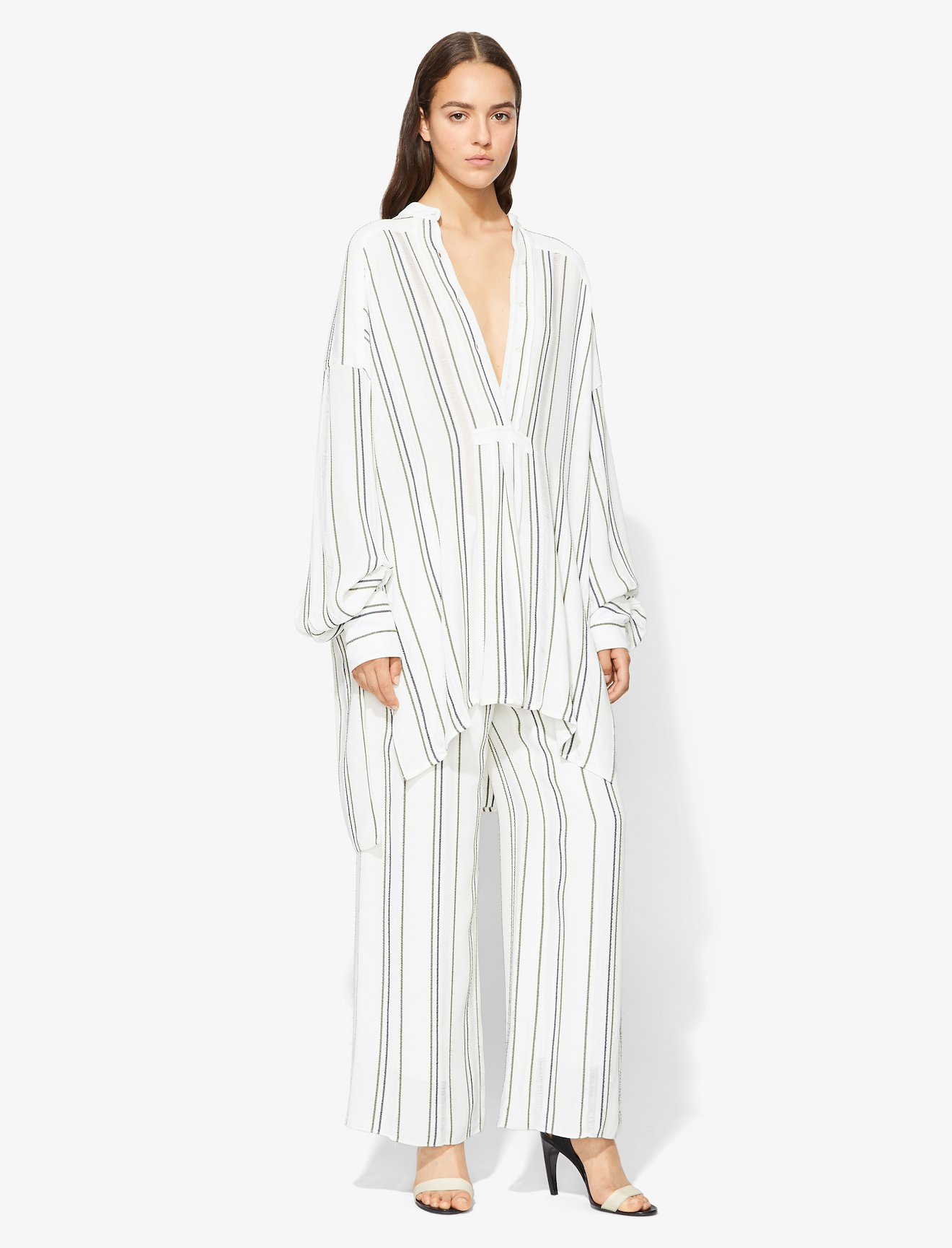 Crepe Striped Pants #1