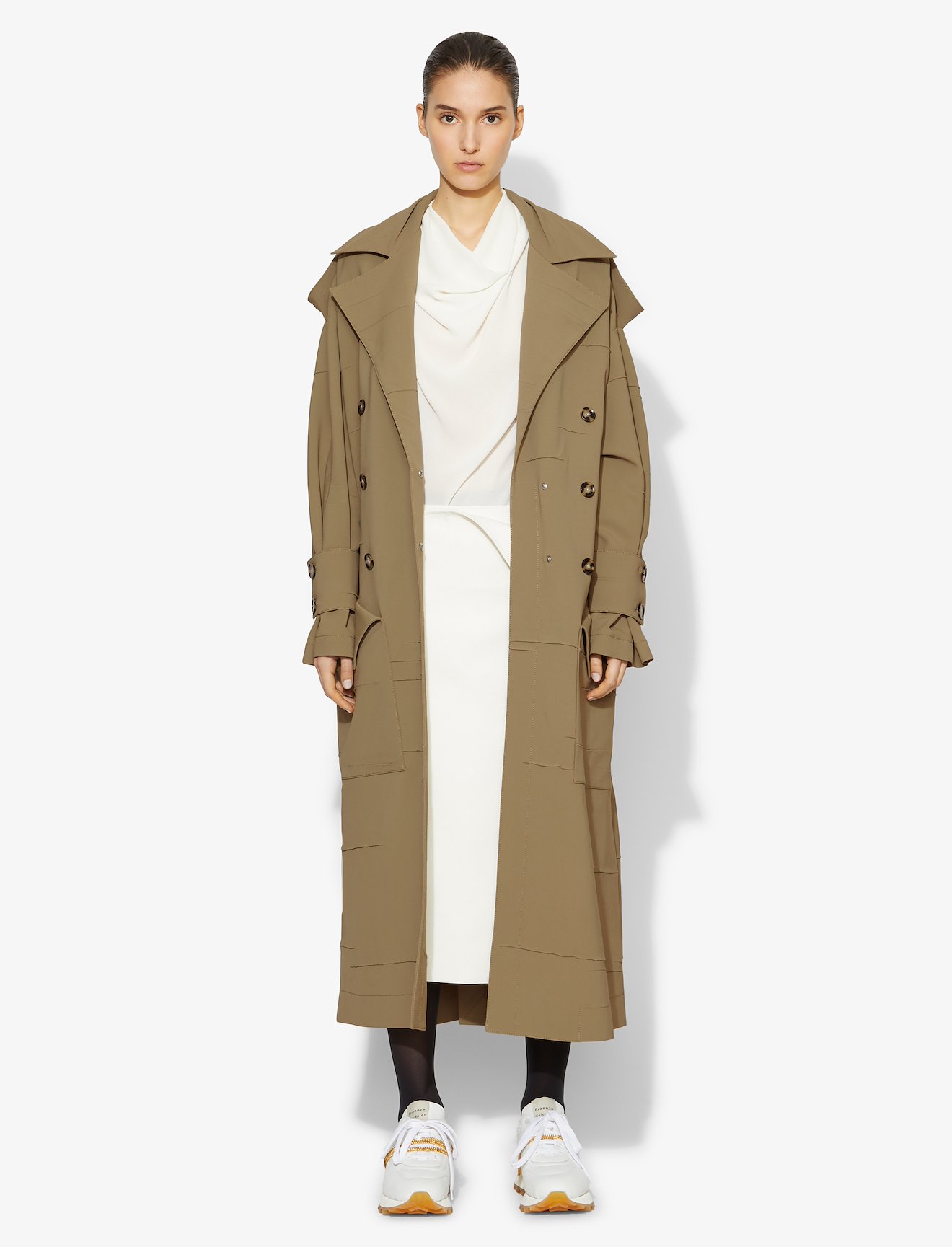 Crinkle Pleat Trench Coat #1