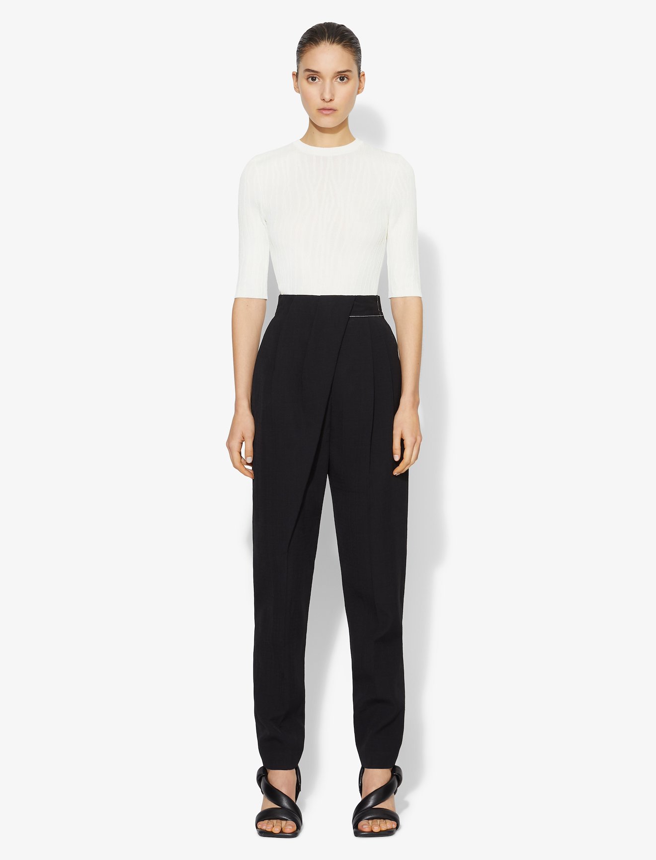 Crinkle Texture Crewneck Knit Top #1