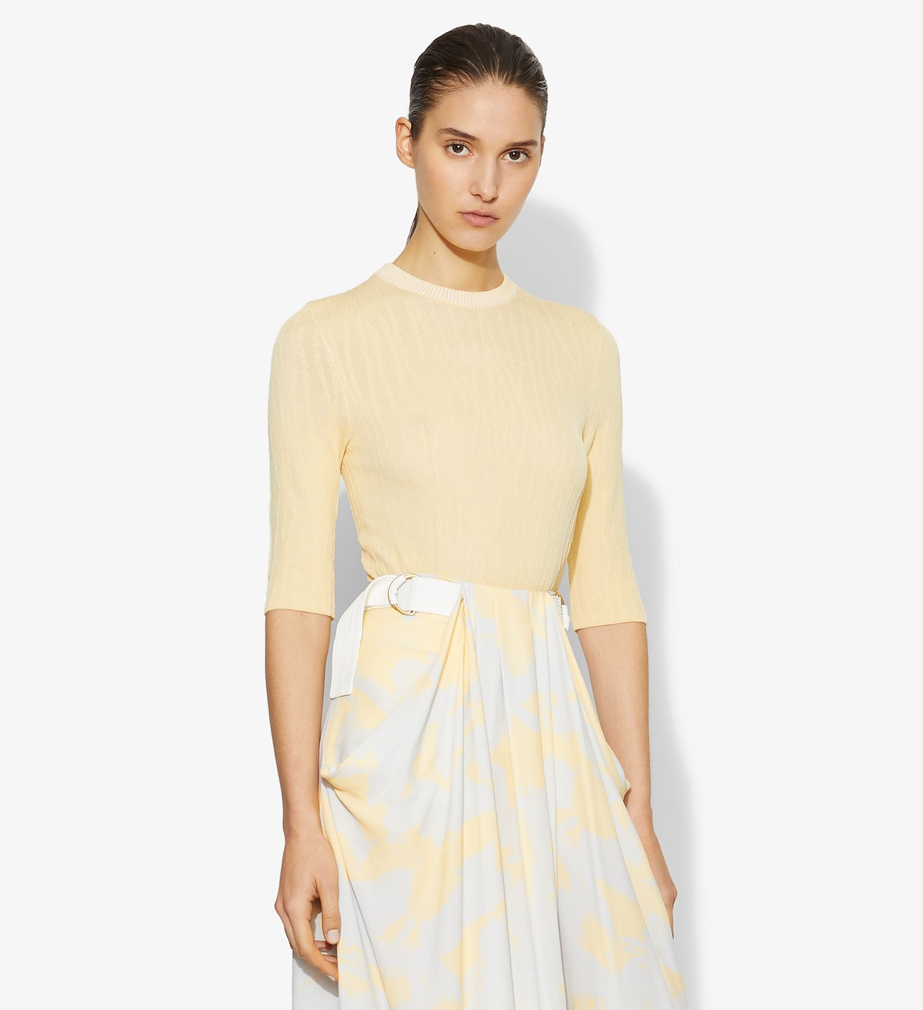Crinkle Texture Crewneck Knit Top