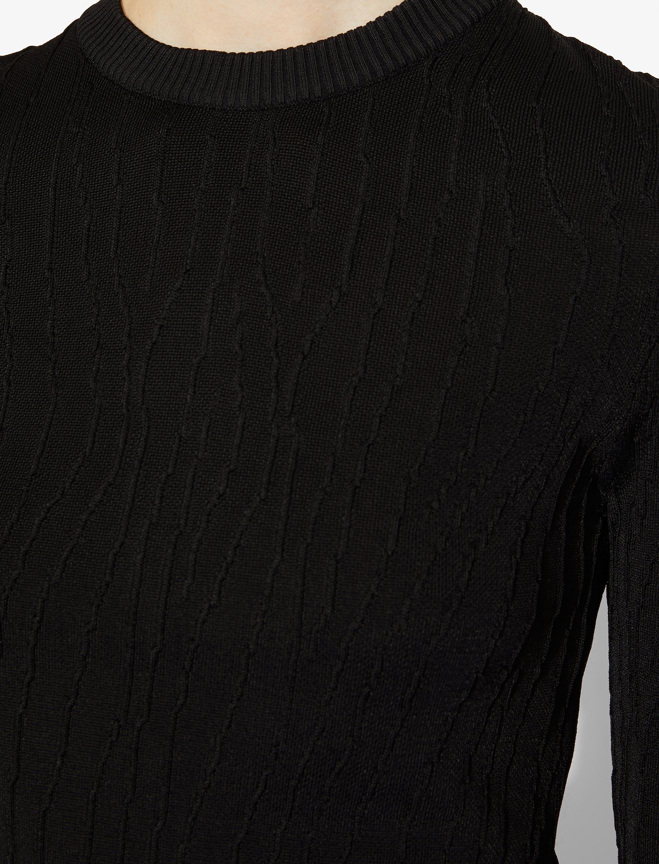 Crinkle Texture Crewneck Knit Top #3
