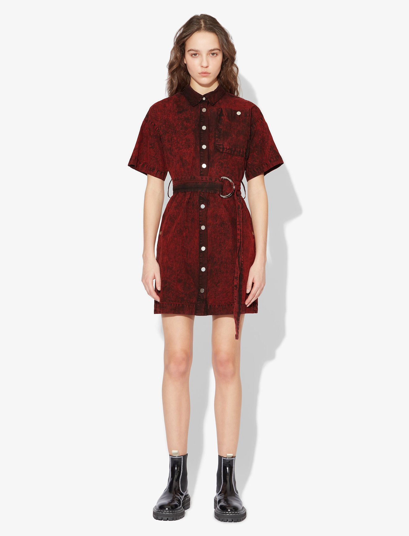 Crinkled Cotton Belted Dress #1