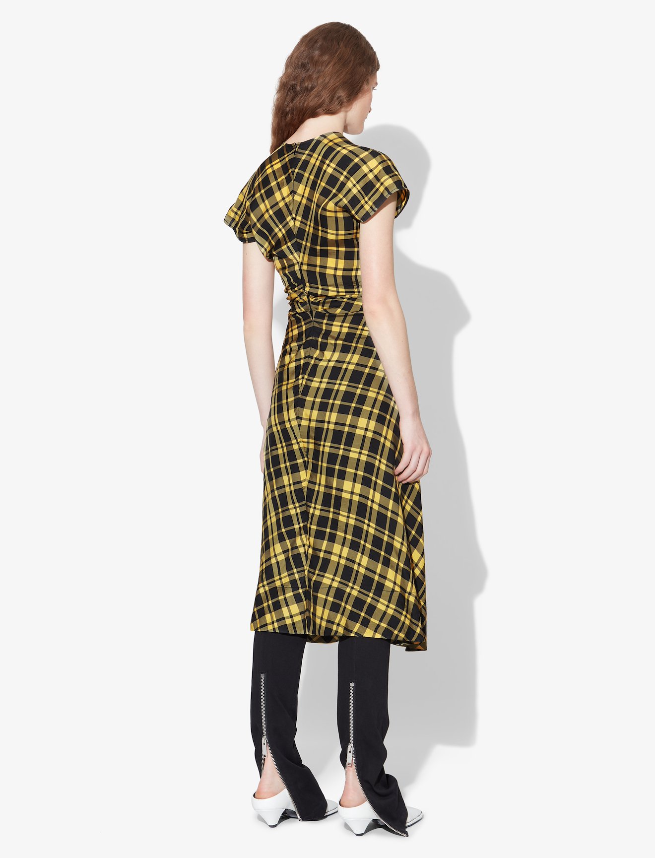 Crinkled Plaid Gathered Dress #2