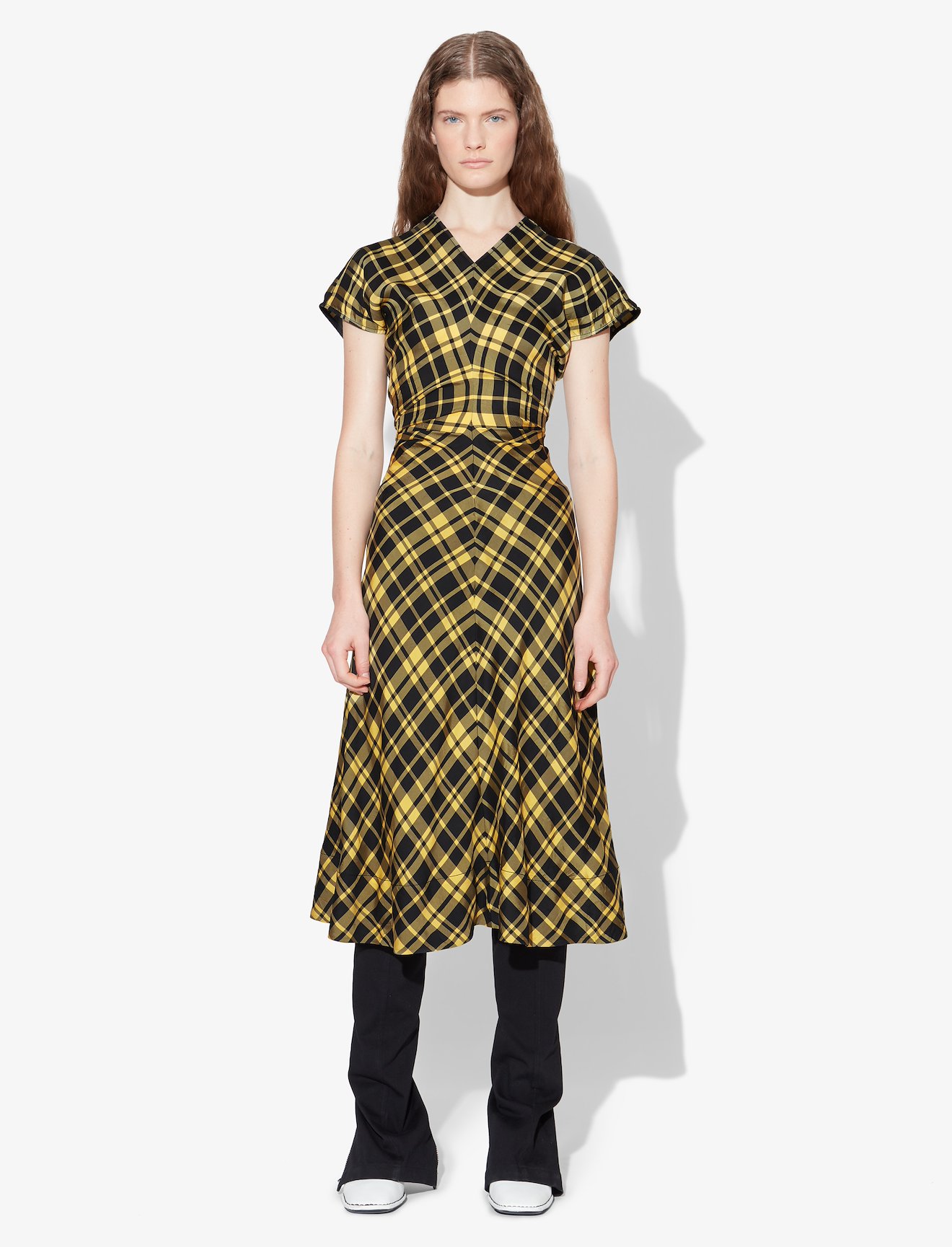 Crinkled Plaid Gathered Dress #1