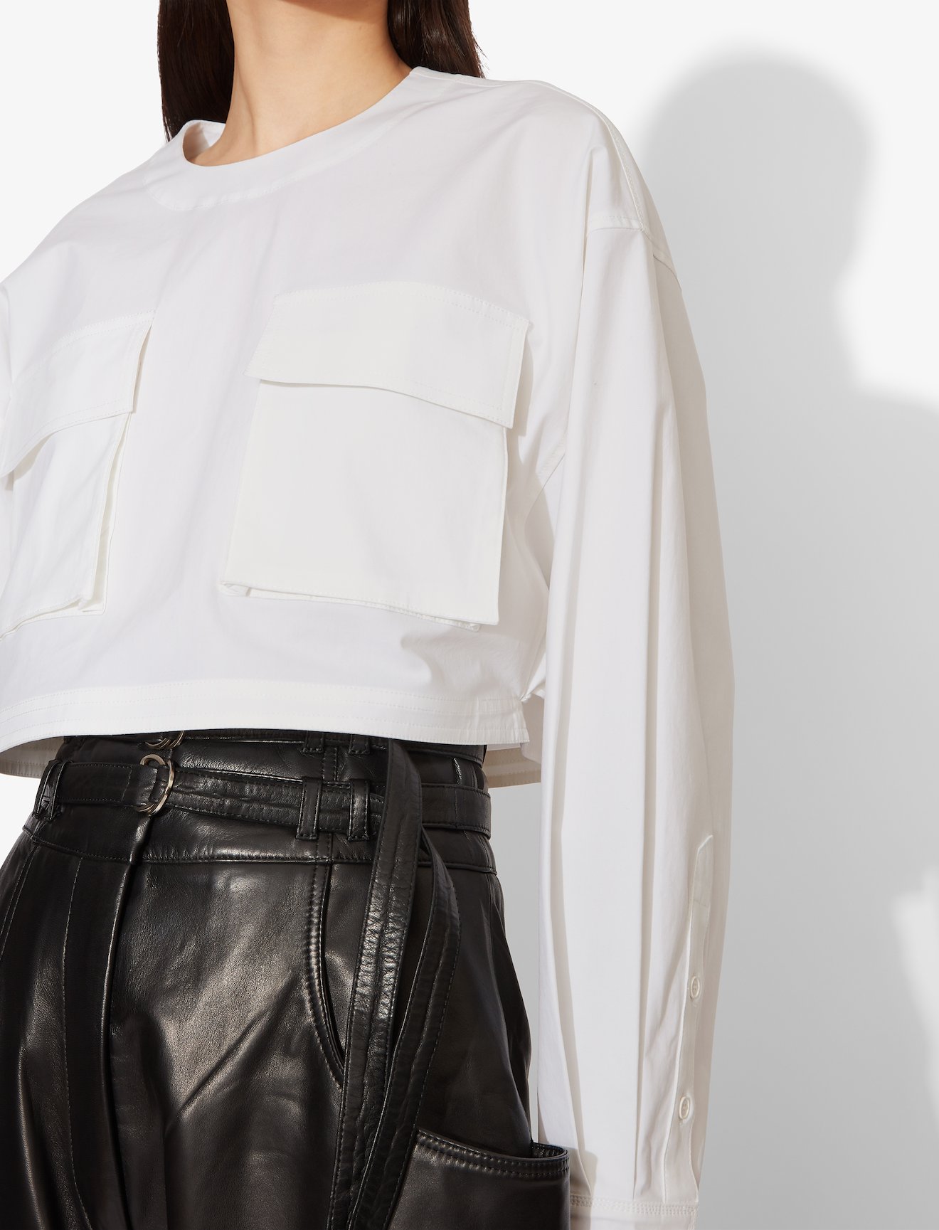 Crisp Cotton Cropped Pocket Top #3