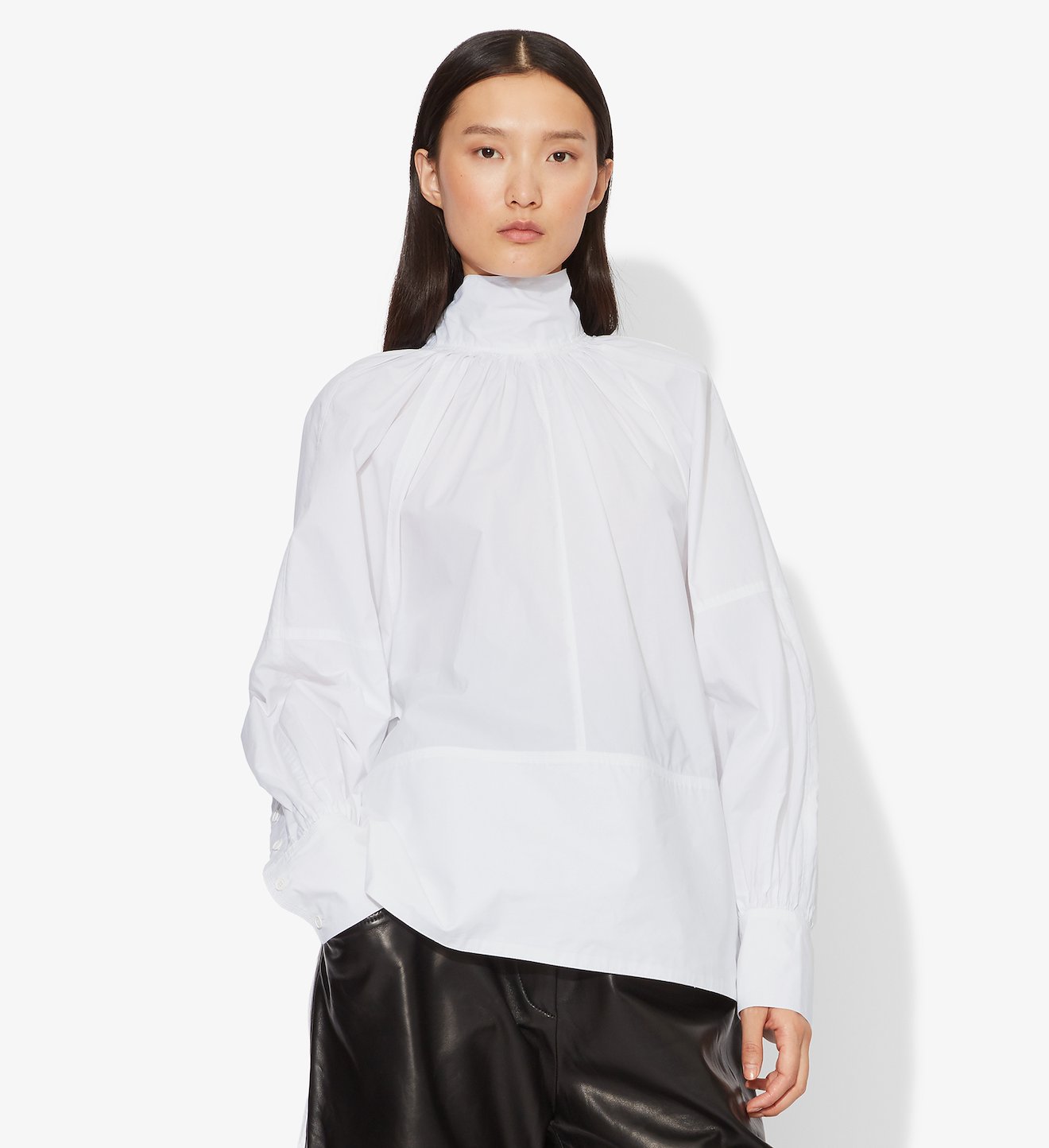 Crisp Cotton Turtleneck Top