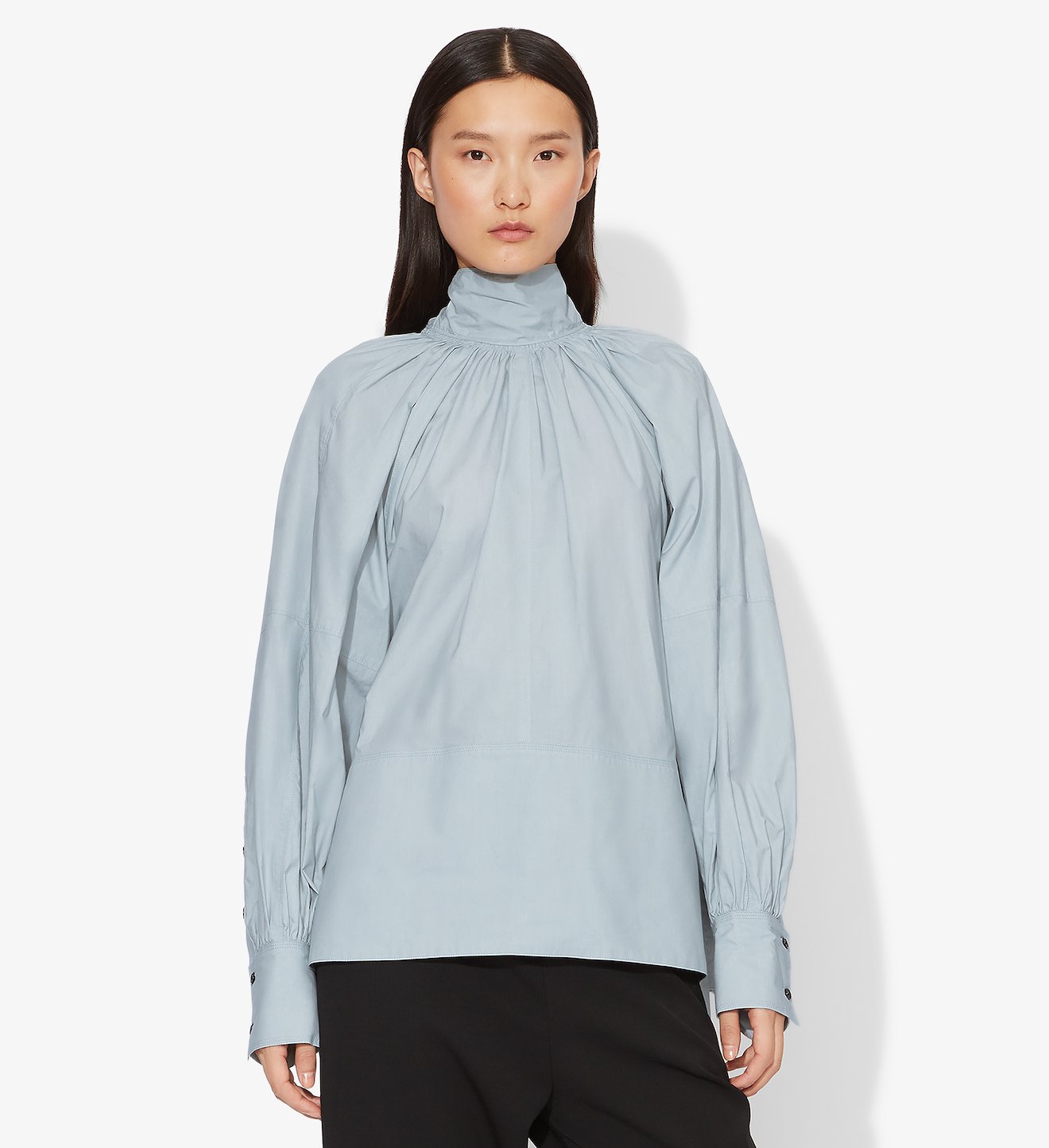 Crisp Cotton Turtleneck Top
