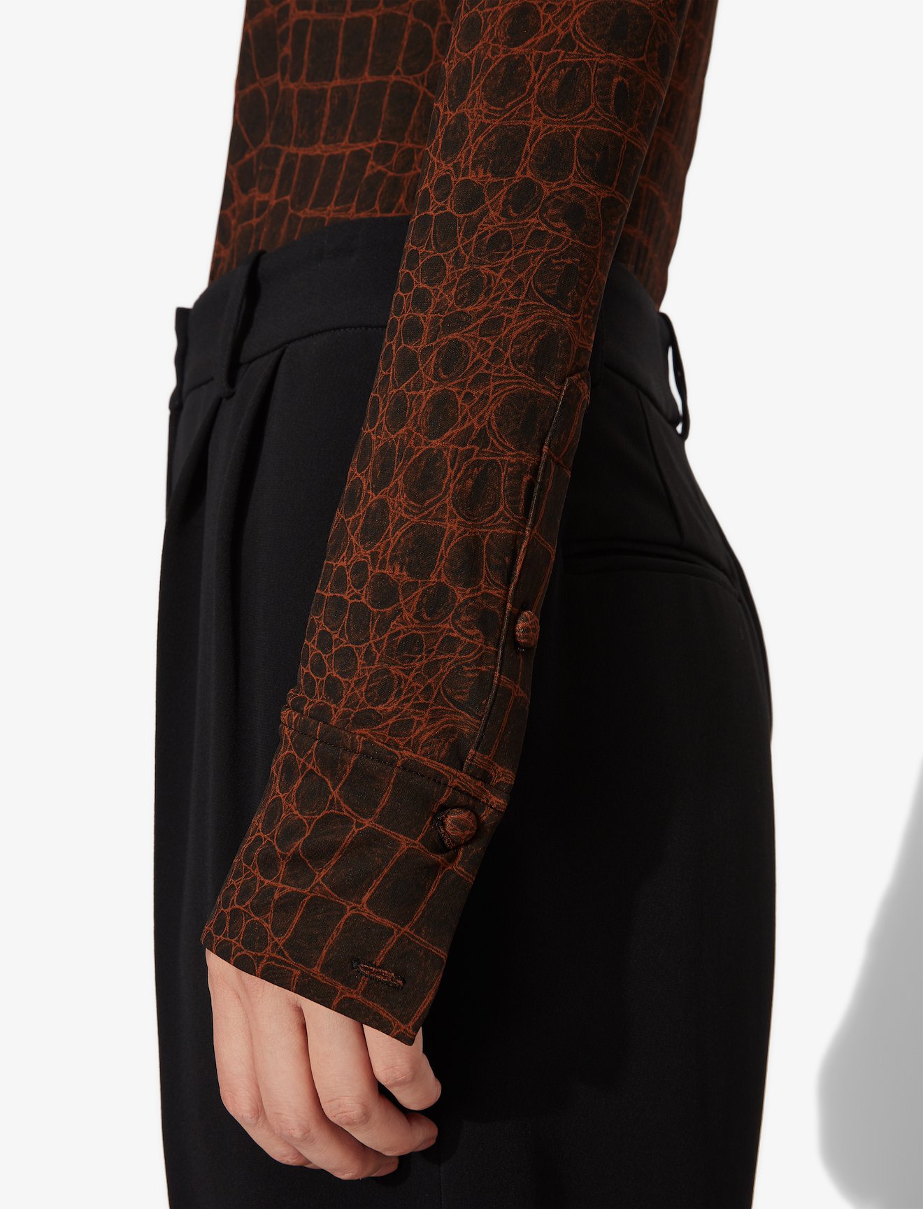 Proenza Schouler Croc Print Long Sleeve Button Down Top Official Site