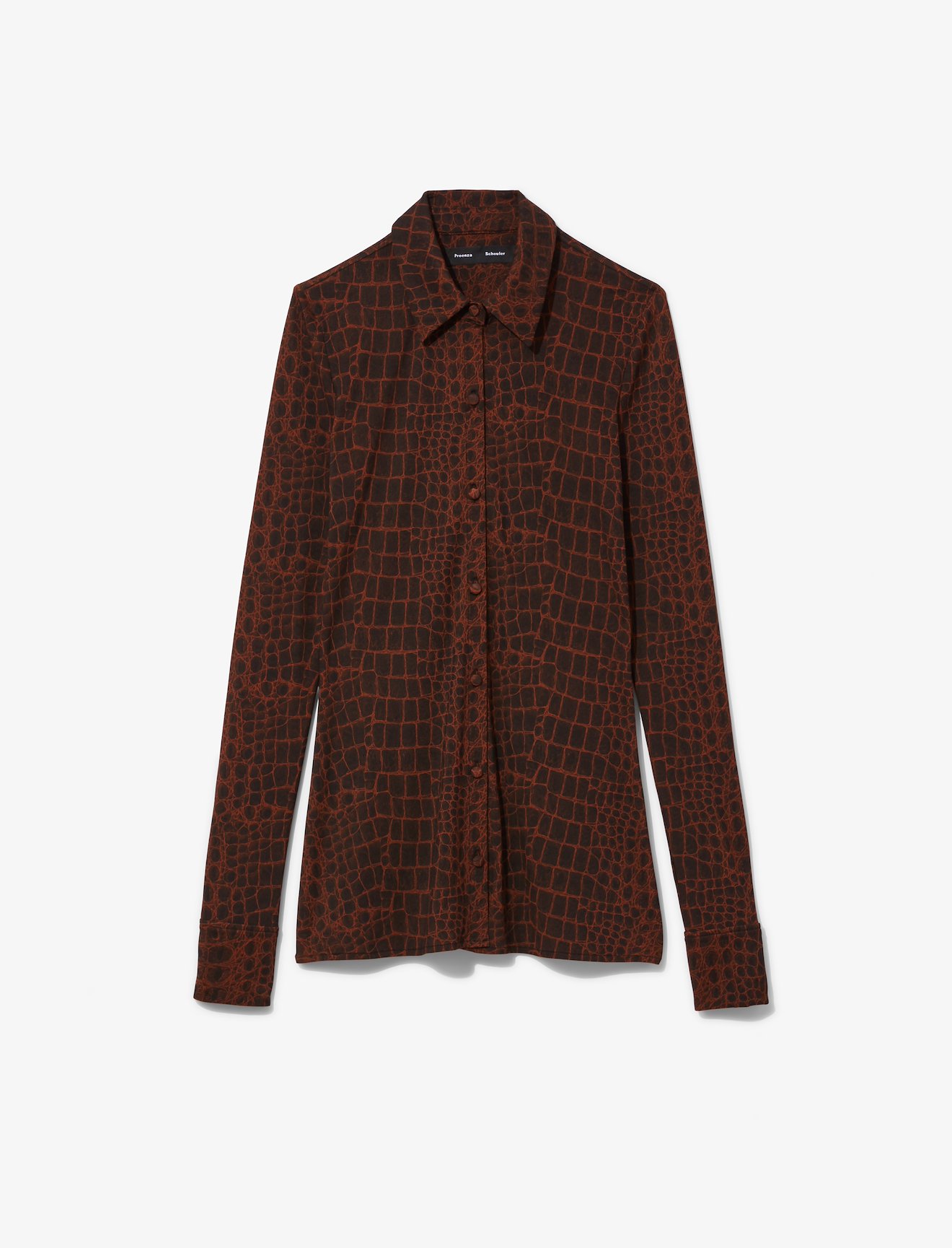 Croc Print Long Sleeve Button Down Top #4