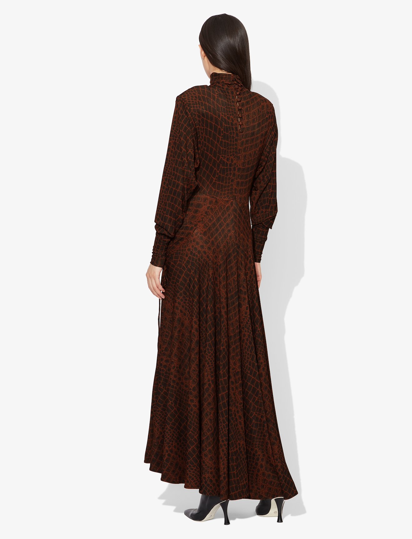 Croc Print Long Sleeve Matte Jersey Turtleneck Dress #2