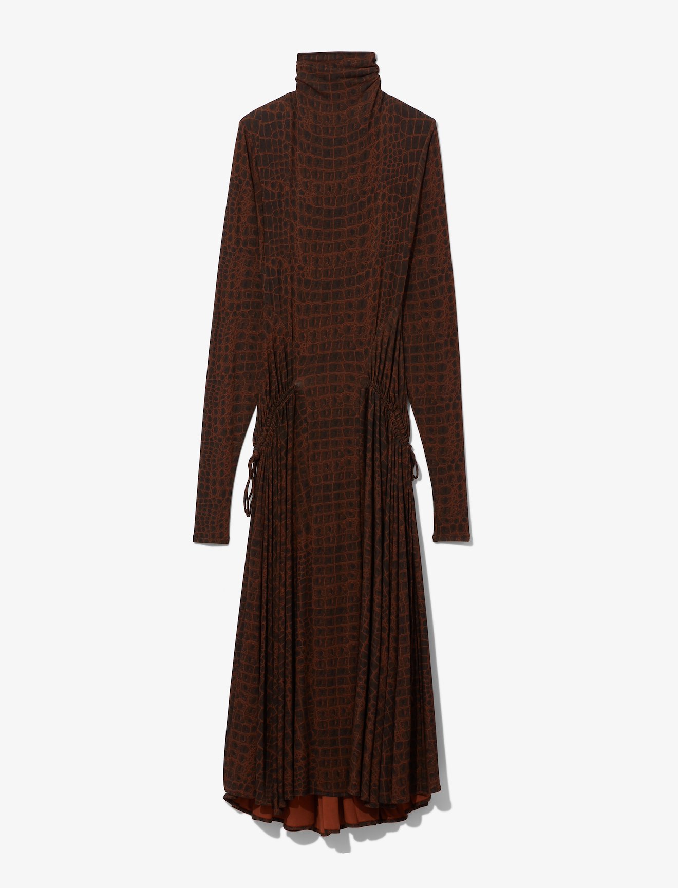 Croc Print Long Sleeve Matte Jersey Turtleneck Dress #4