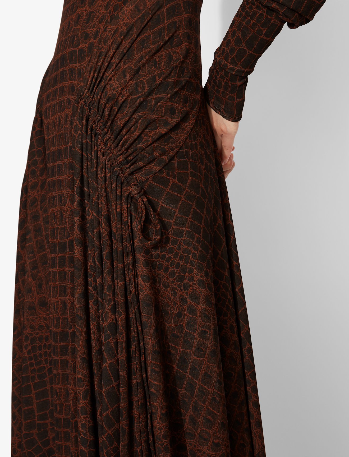 Croc Print Long Sleeve Matte Jersey Turtleneck Dress #3