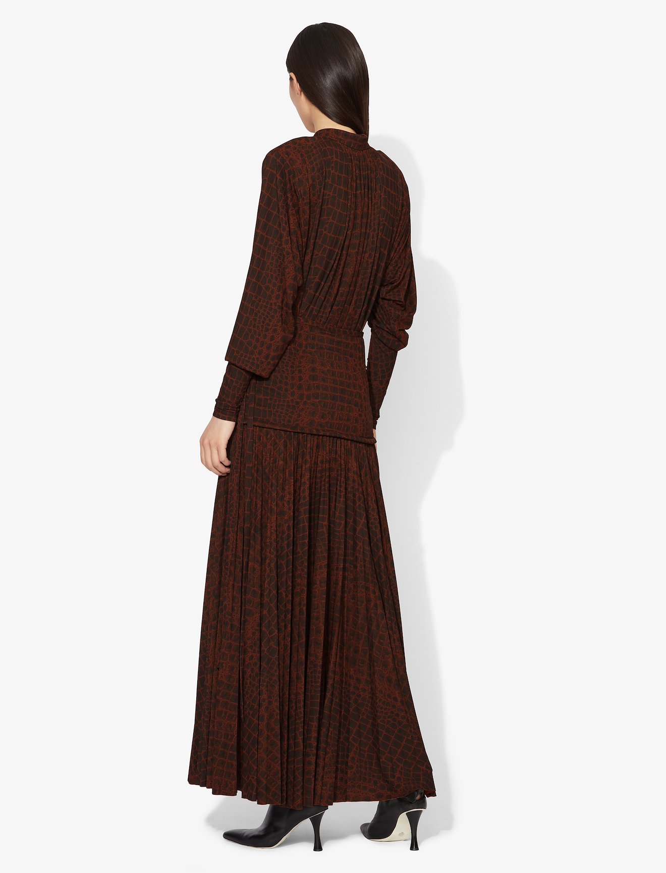 Croc Print Oversized Long Sleeve Matte Jersey Keyhole Top #2