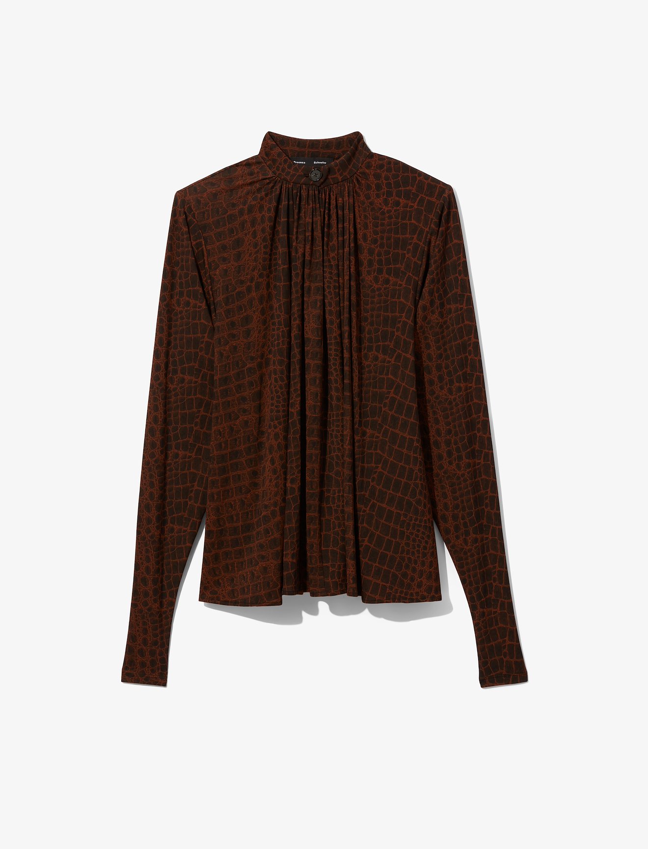 Croc Print Oversized Long Sleeve Matte Jersey Keyhole Top #4