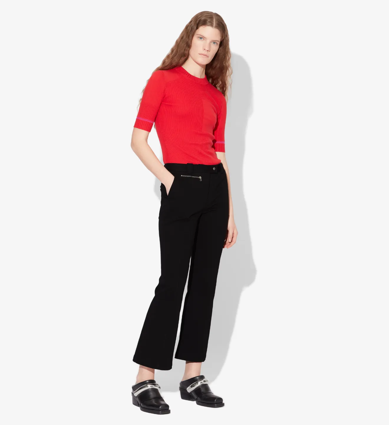 black cropped flare pants