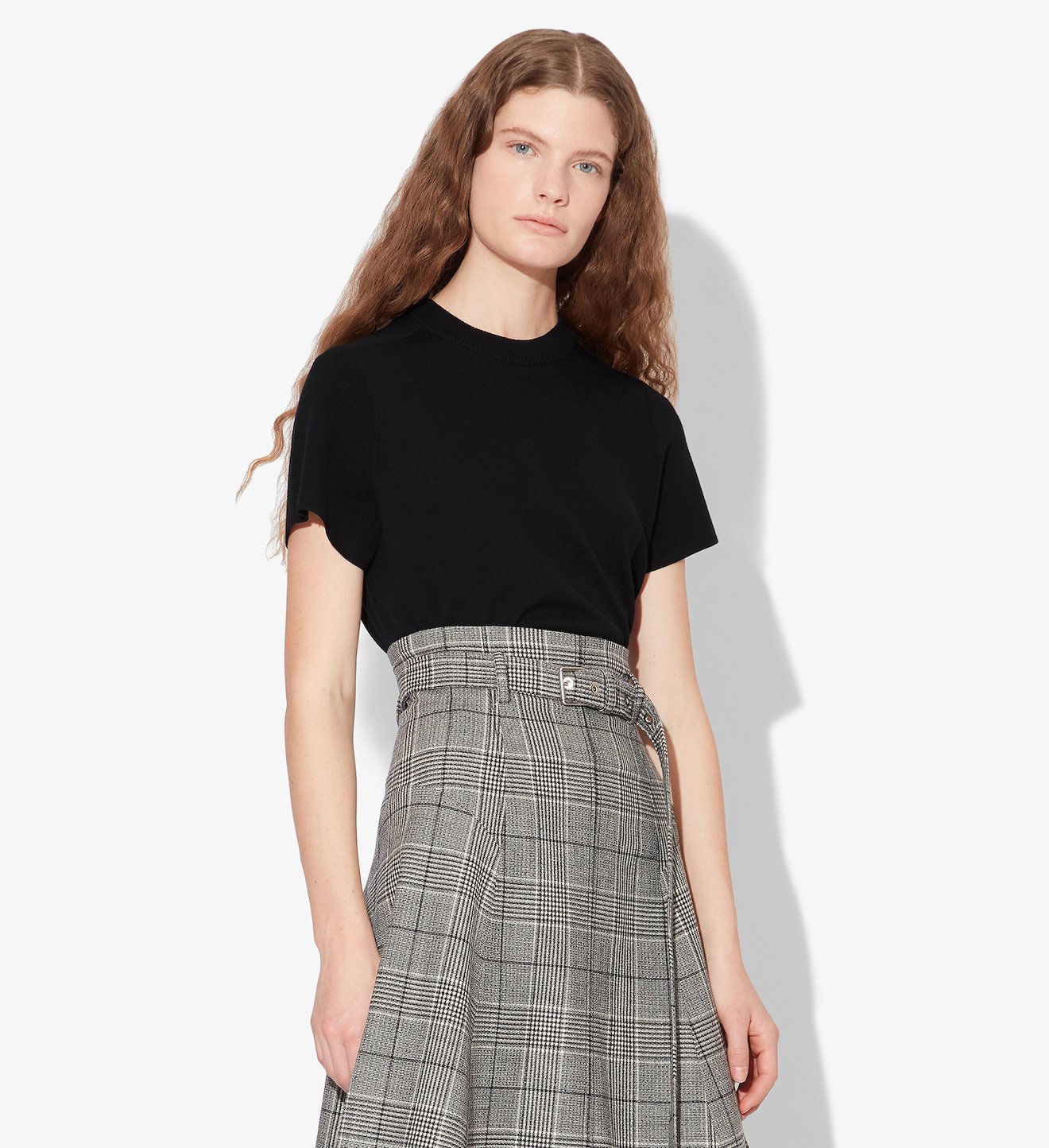 Cropped Merino Short Sleeve Crewneck