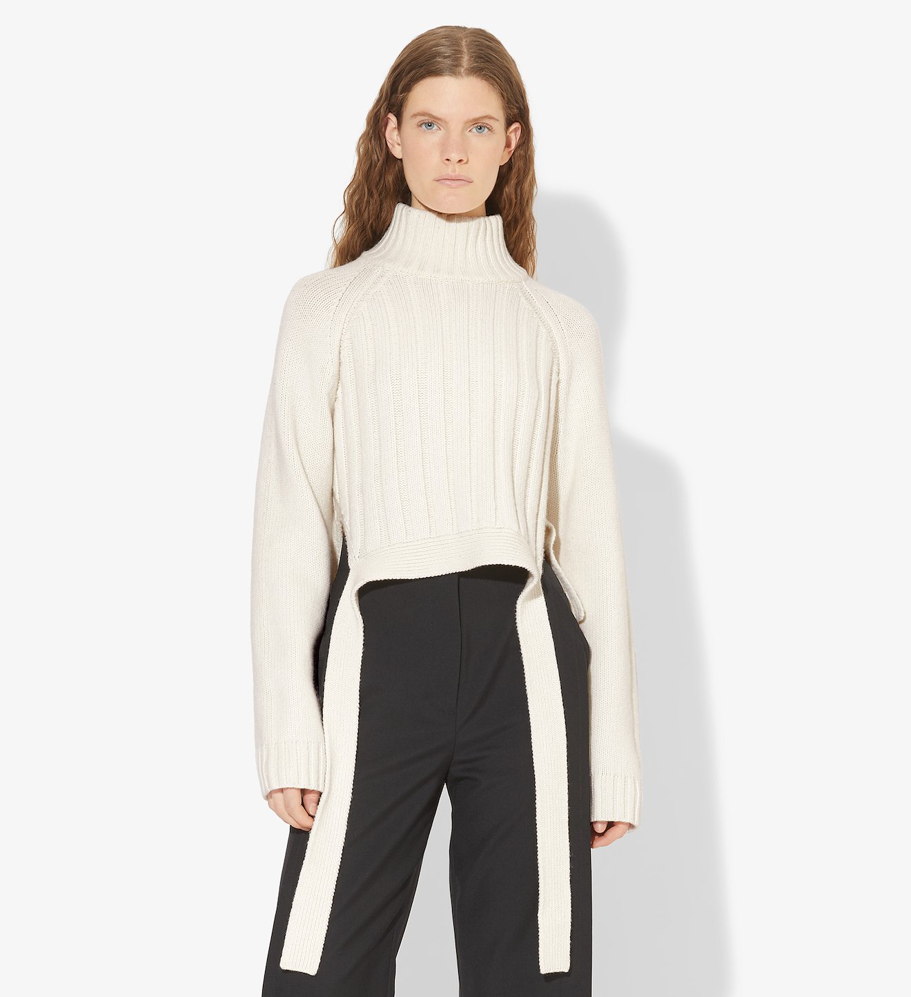 Cropped Wool Cashmere Turtleneck Sweater
