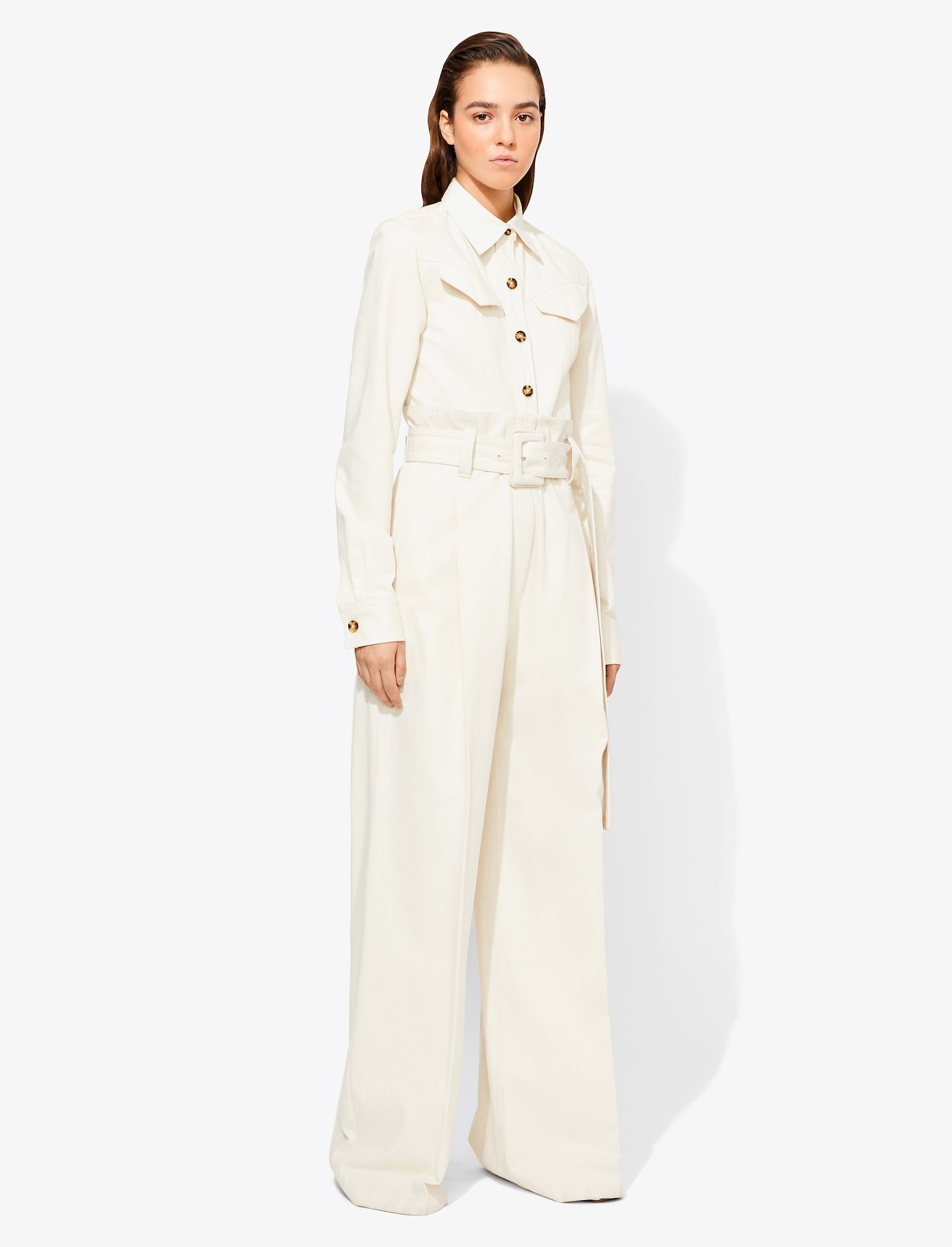 Denim Belted Pants #1