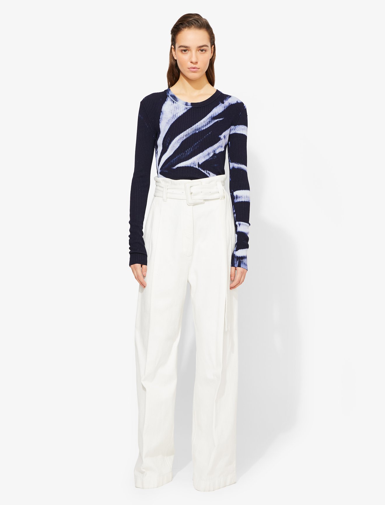 Denim Belted Pants #1