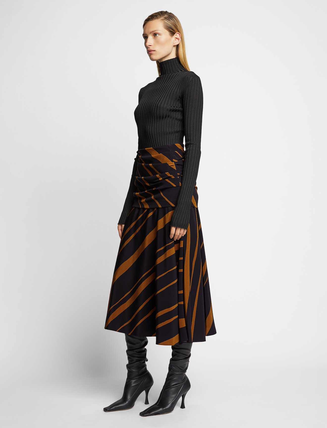 Diagonal Stripe Ruched Skirt #1