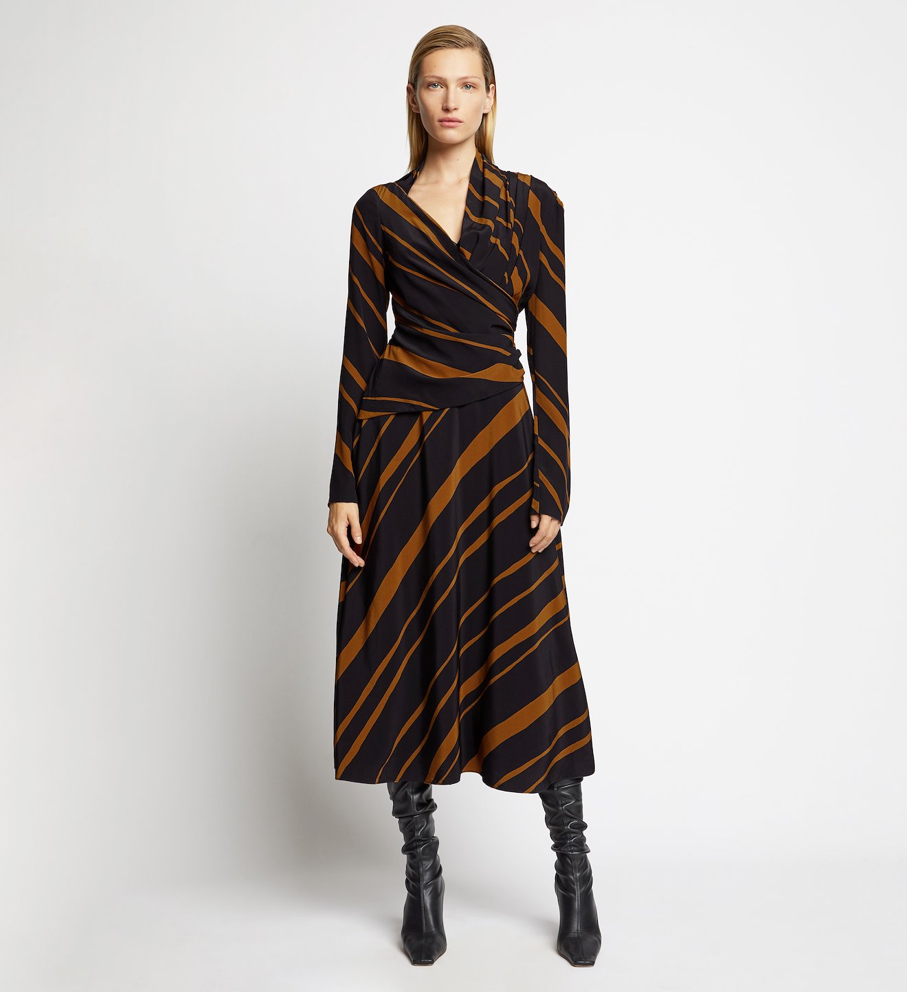 Diagonal Stripe Twisted Dress